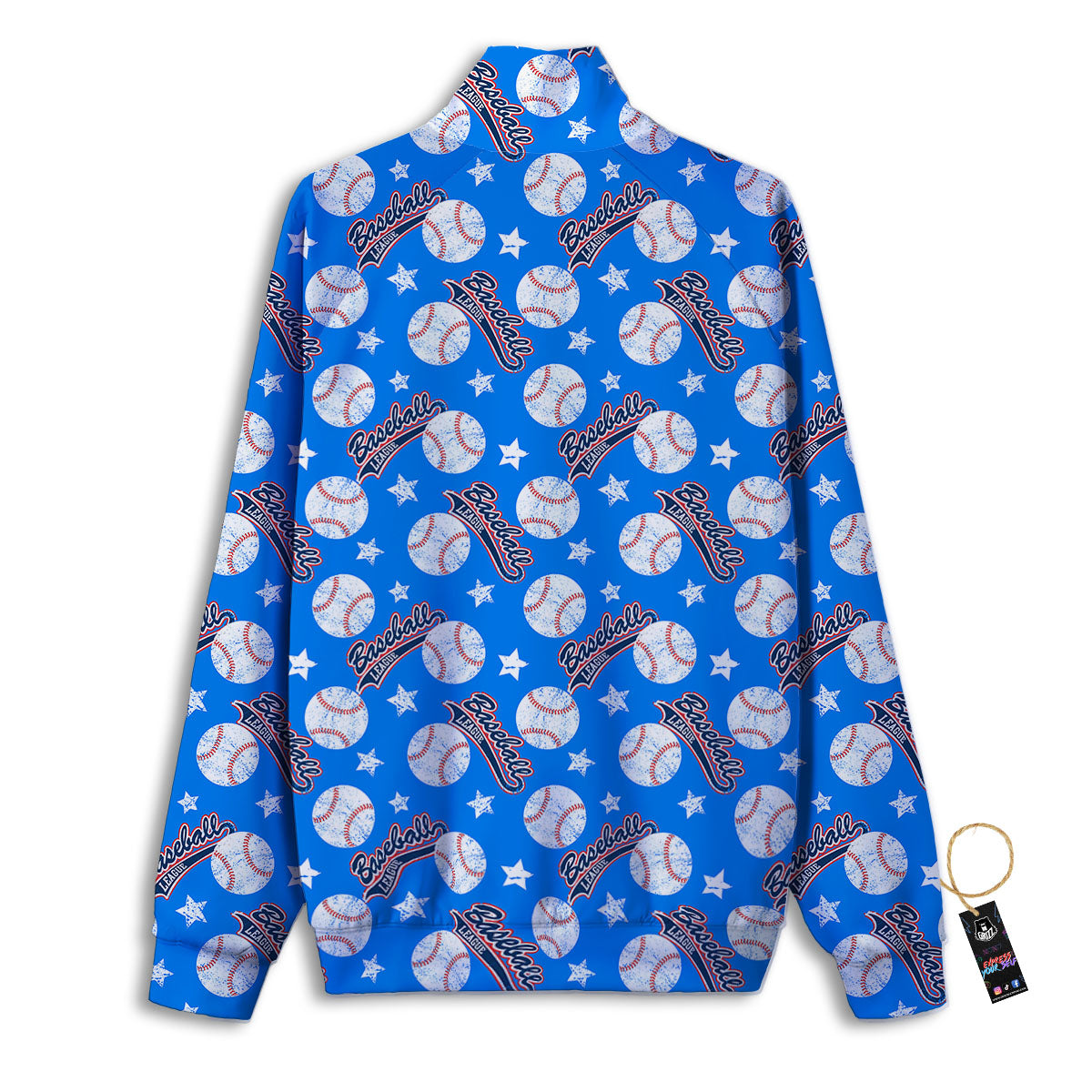 Baseball Blue Print Pattern Track Jacket-grizzshop