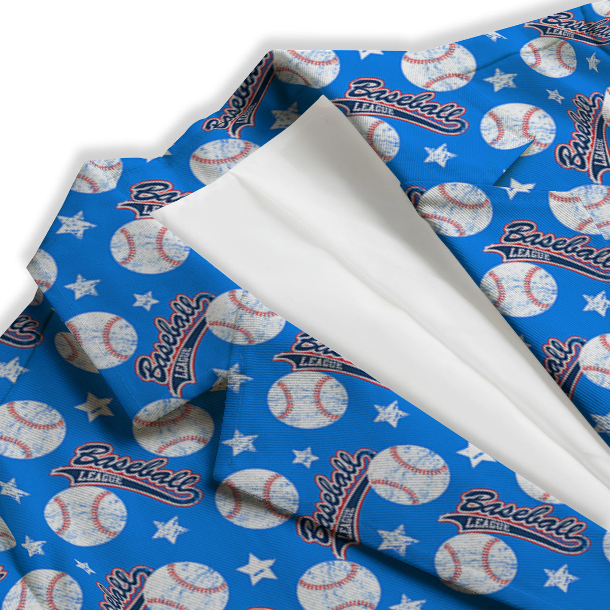 Baseball Blue Print Pattern Women's Blazer-grizzshop