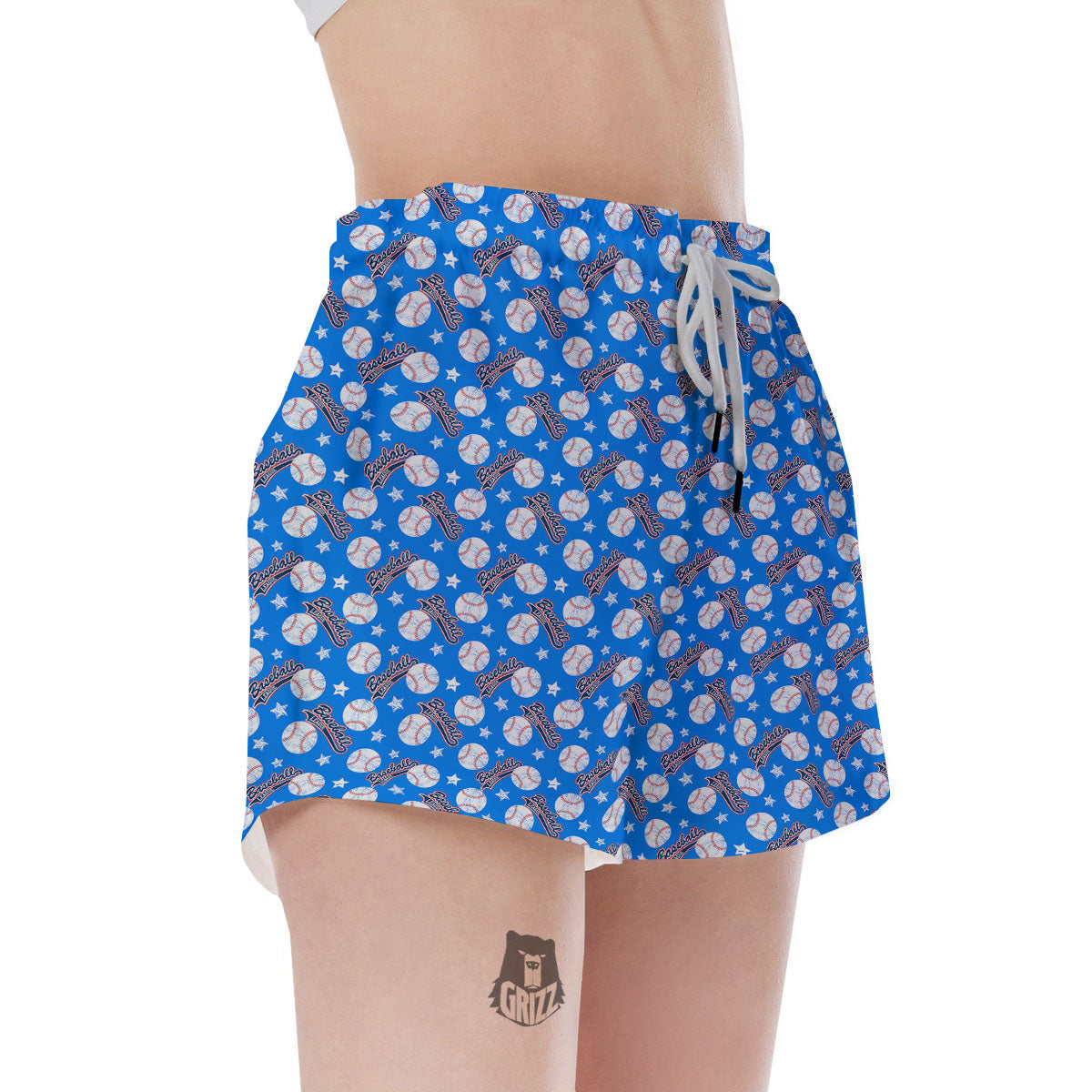 Baseball Blue Print Pattern Women's Shorts-grizzshop