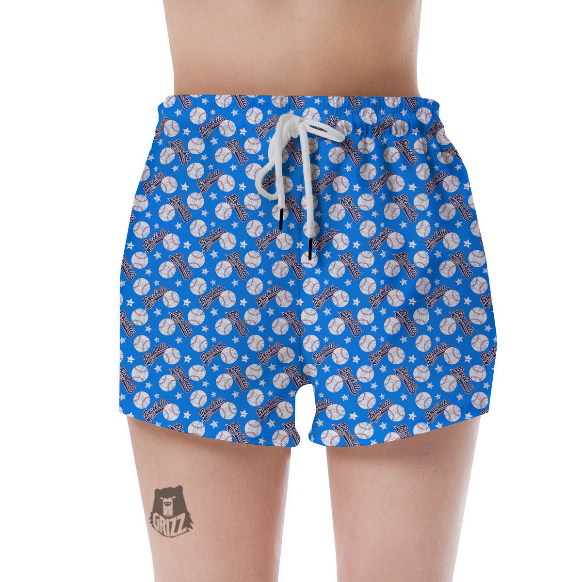 Baseball Blue Print Pattern Women's Shorts-grizzshop