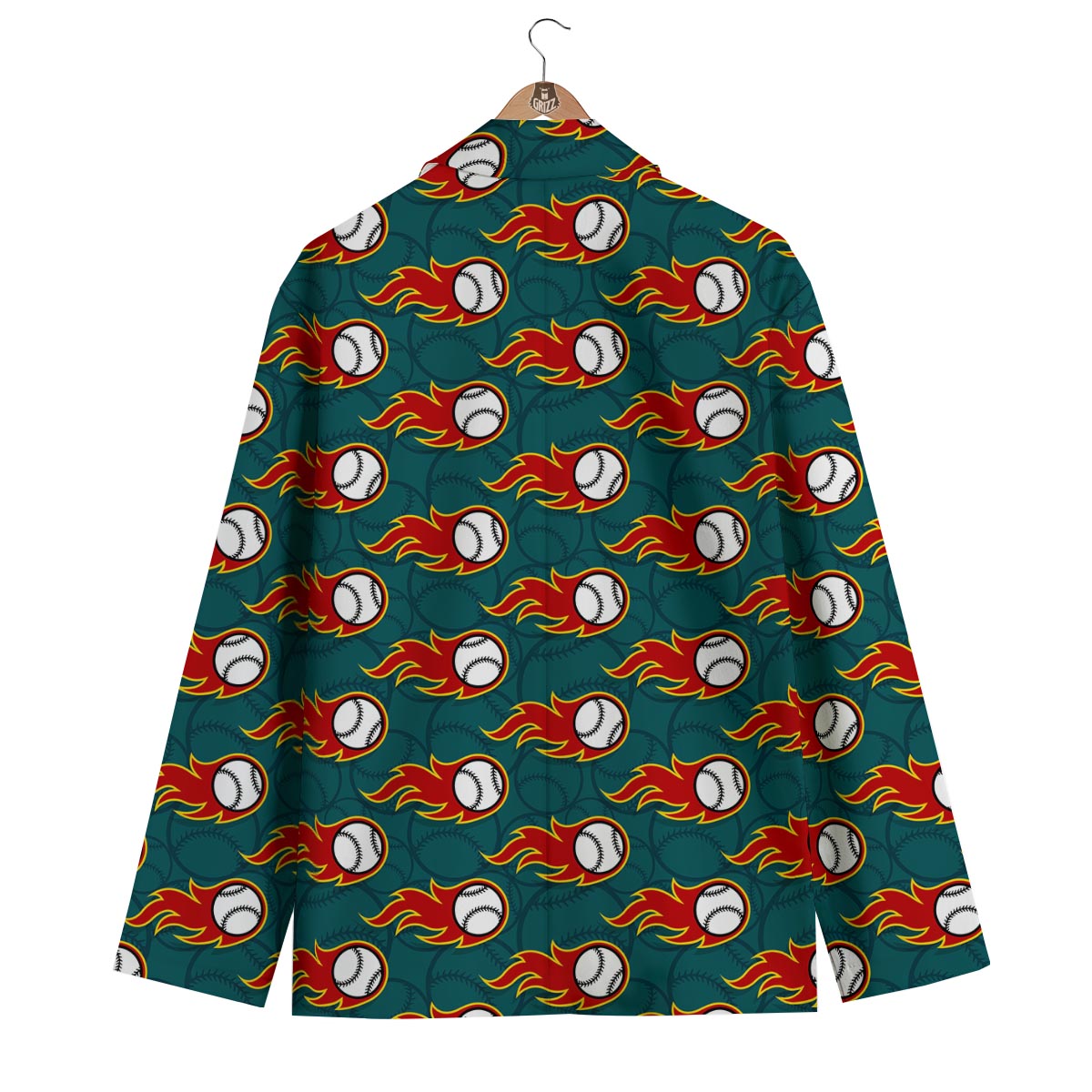 Baseball Fire Pattern Print Men's Blazer-grizzshop