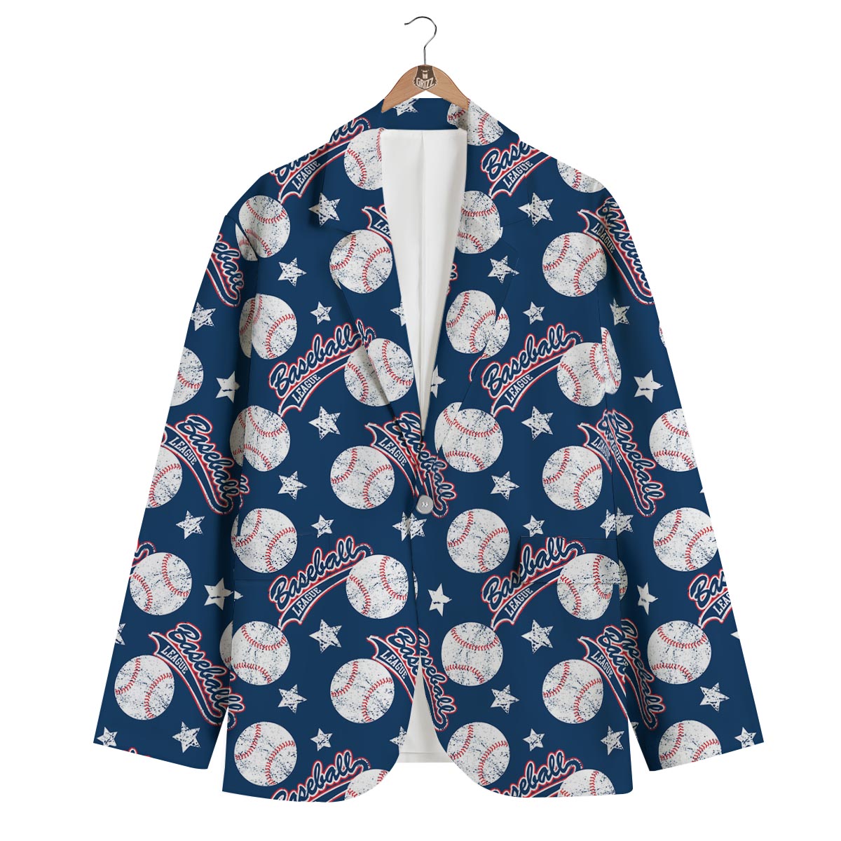 Baseball League Print Pattern Men's Blazer-grizzshop