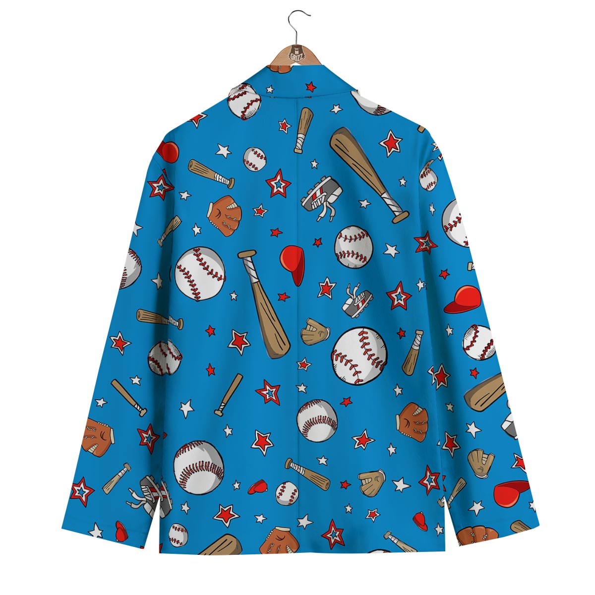 Baseball Pattern Print Men's Blazer-grizzshop