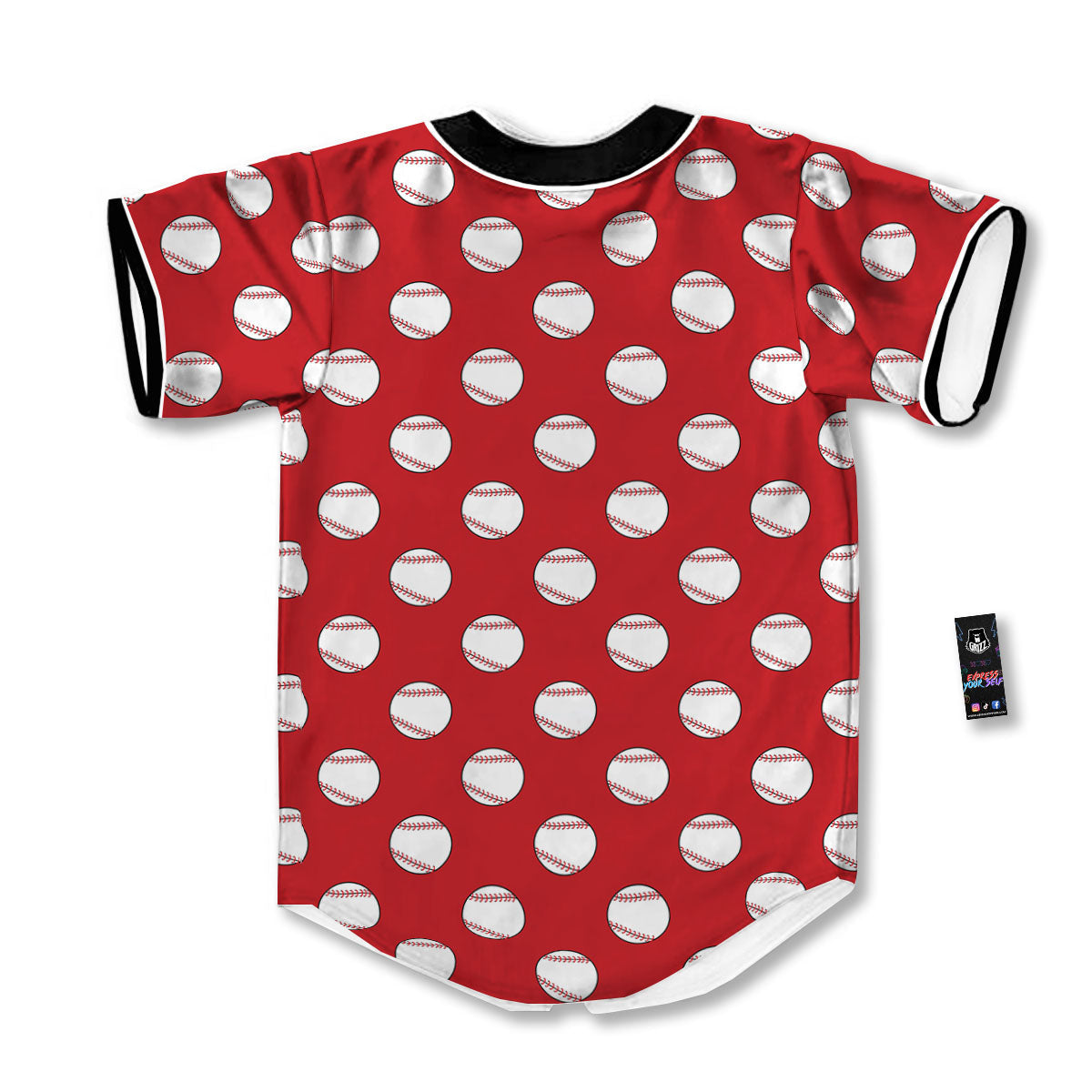 Baseball Red Print Pattern Baseball Jersey-grizzshop
