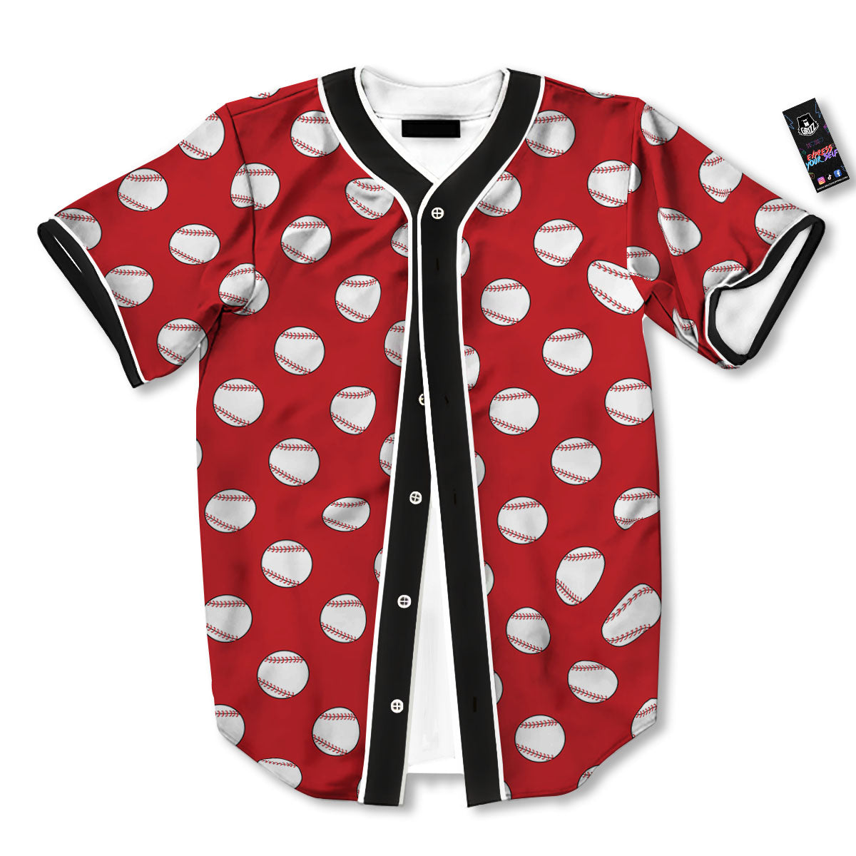 Baseball Red Print Pattern Baseball Jersey-grizzshop