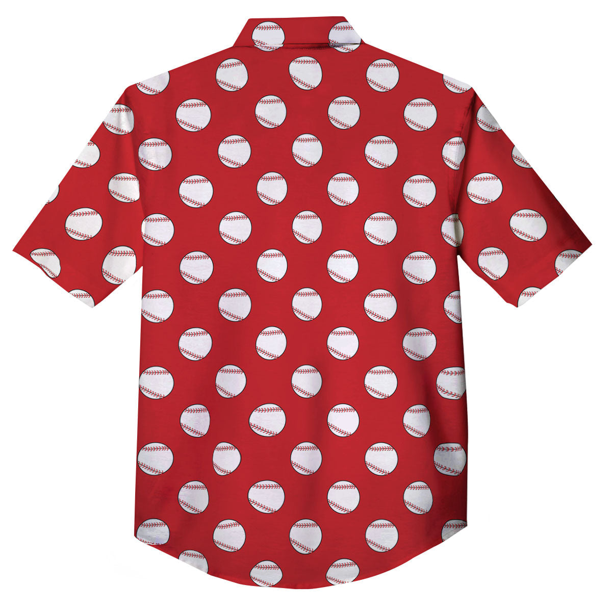 Baseball Red Print Pattern Button Up Shirt-grizzshop