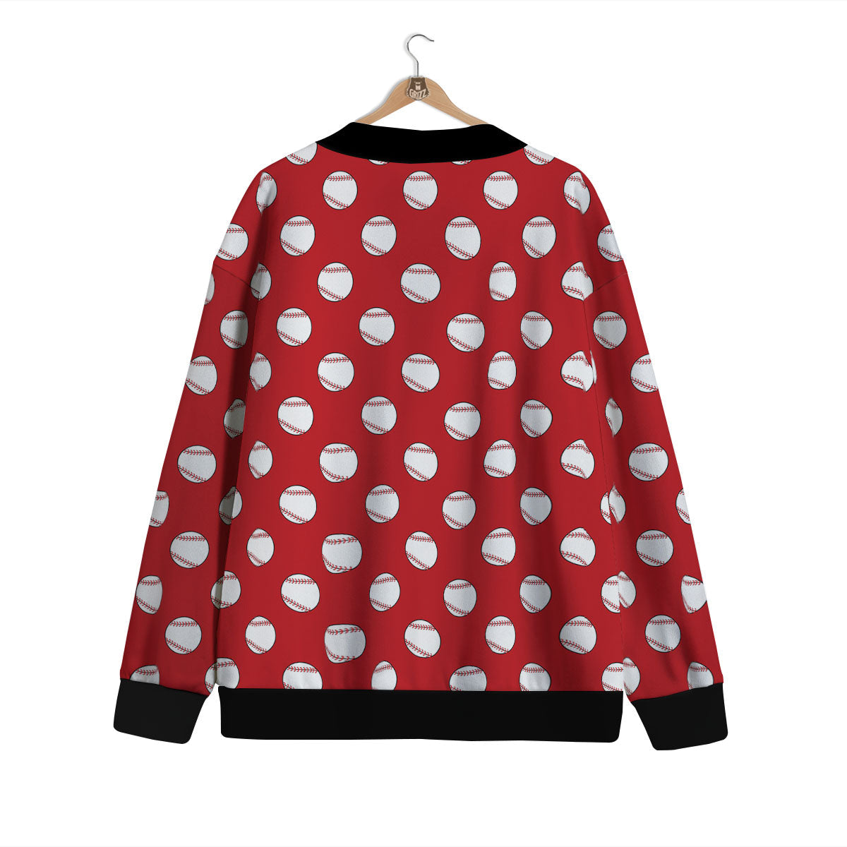 Baseball Red Print Pattern Cardigan-grizzshop