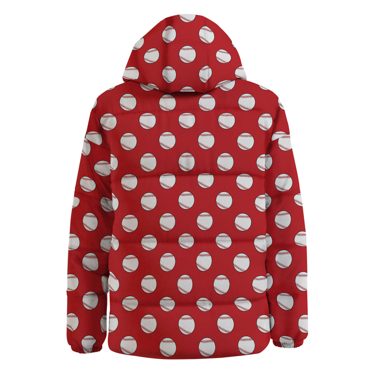 Baseball Red Print Pattern Down Jacket-grizzshop