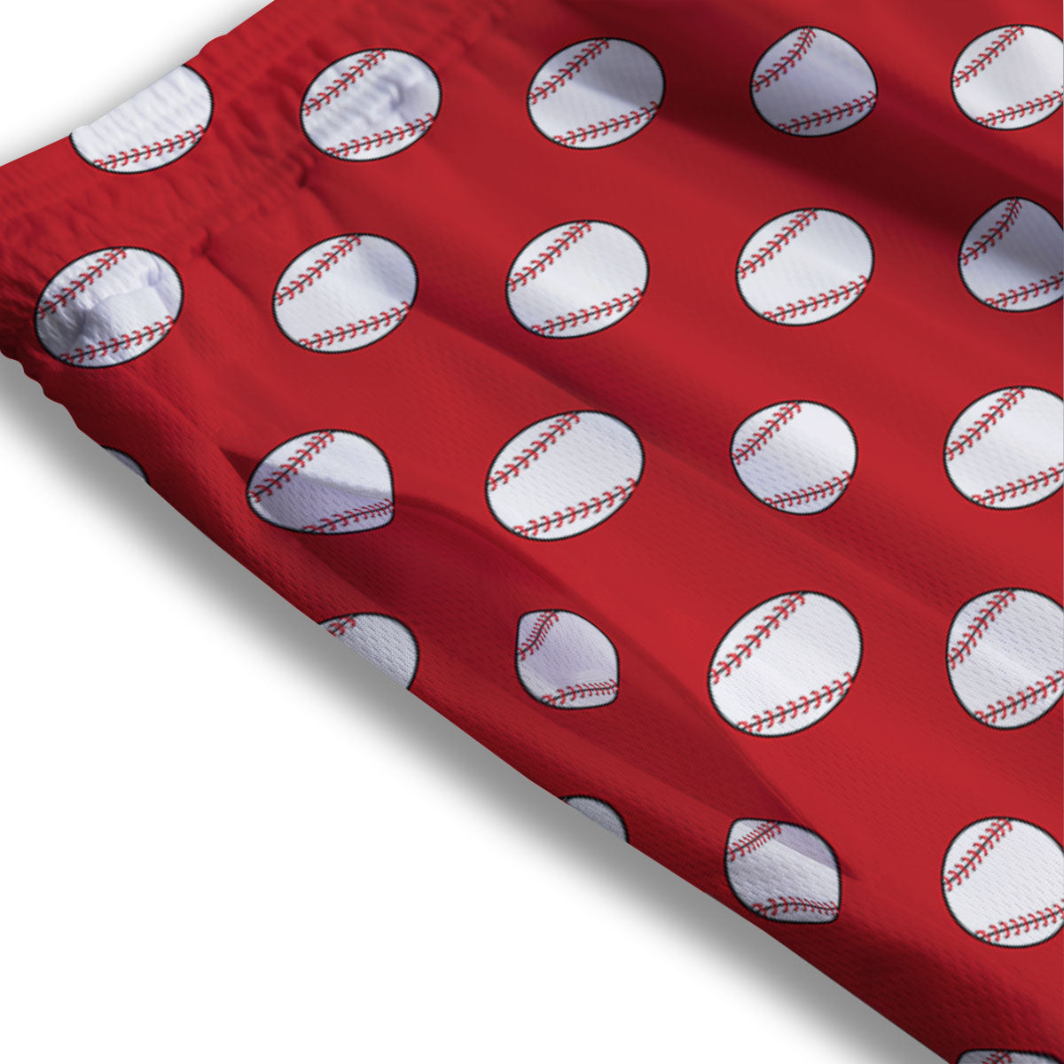 Baseball Red Print Pattern Mesh Shorts