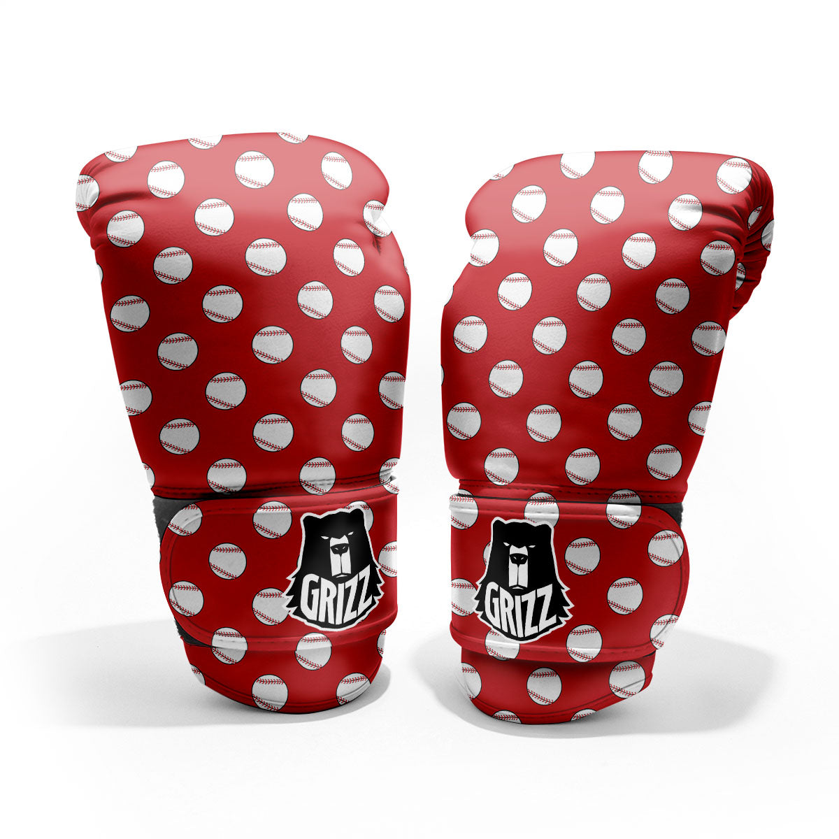 Baseball Red Print Pattern Sparring Gloves-grizzshop