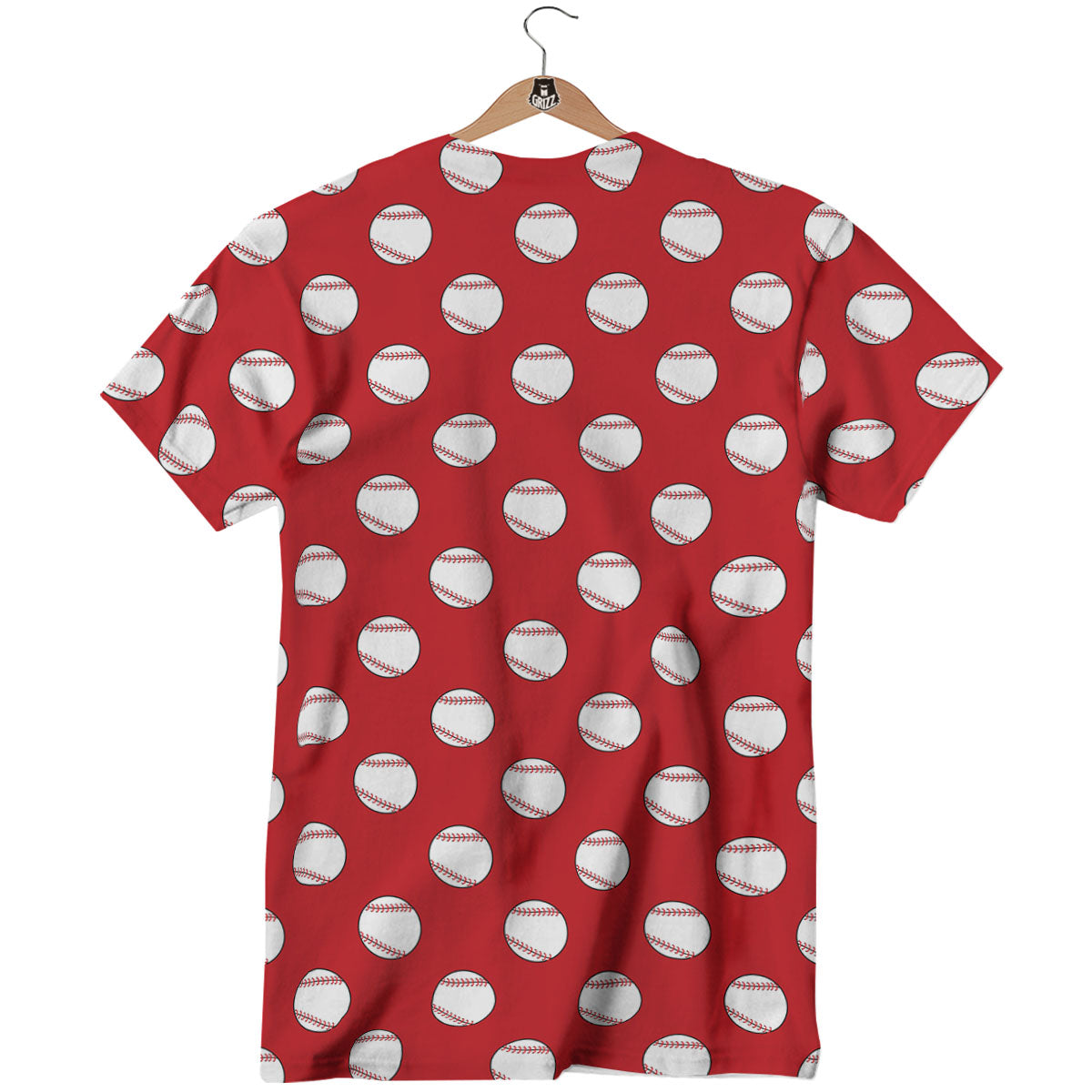 Baseball Red Print Pattern T-Shirt-grizzshop