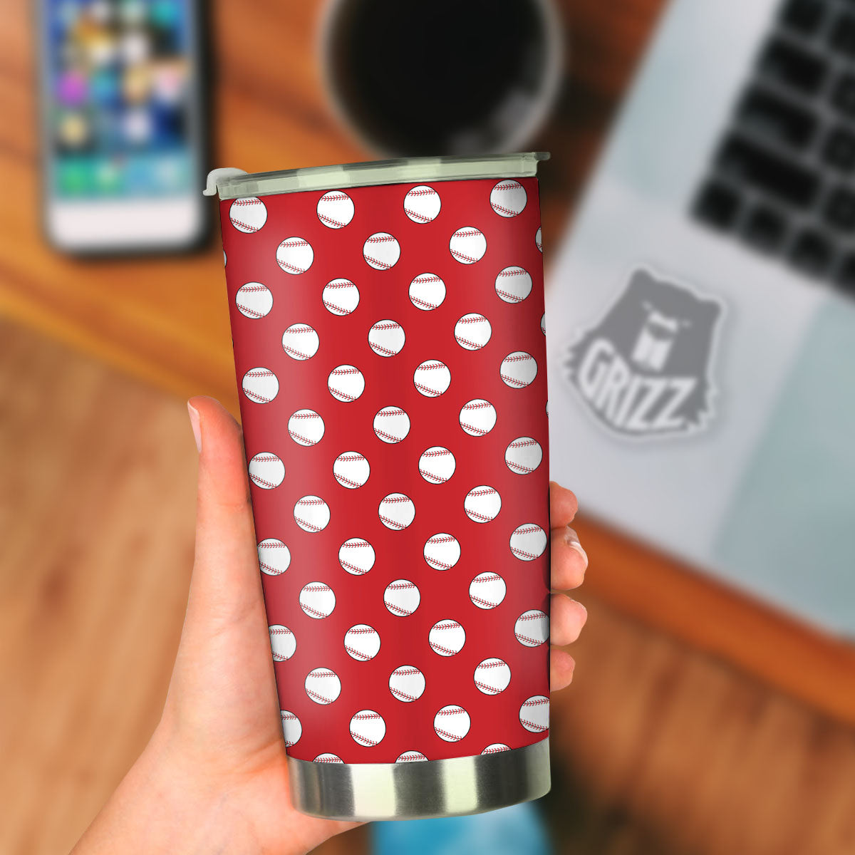 Baseball Red Print Pattern Tumbler-grizzshop