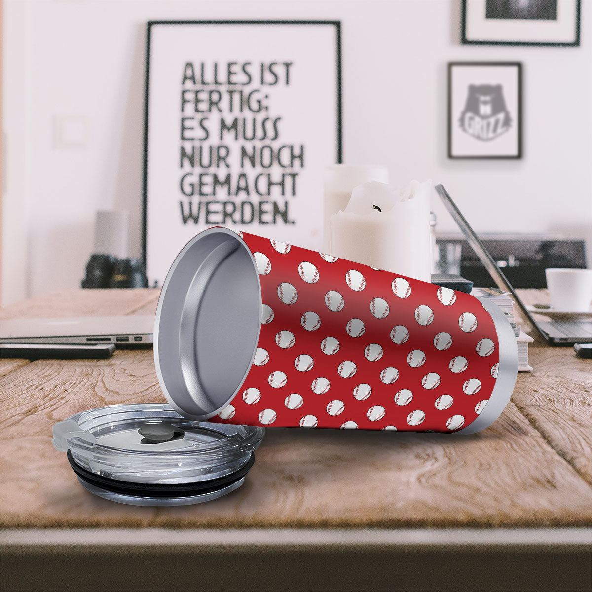 Baseball Red Print Pattern Tumbler-grizzshop