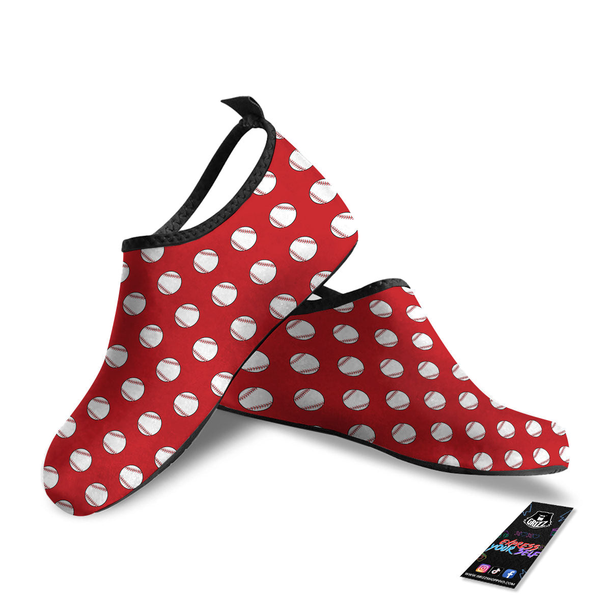 Baseball Red Print Pattern Water Shoes-grizzshop