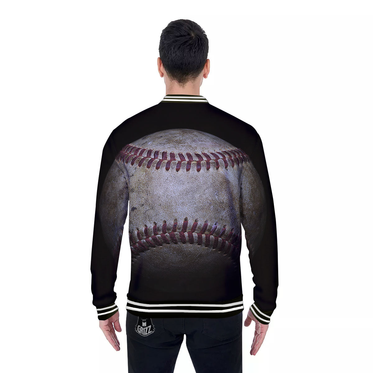Baseballs Grunge Print Baseball Jacket-grizzshop
