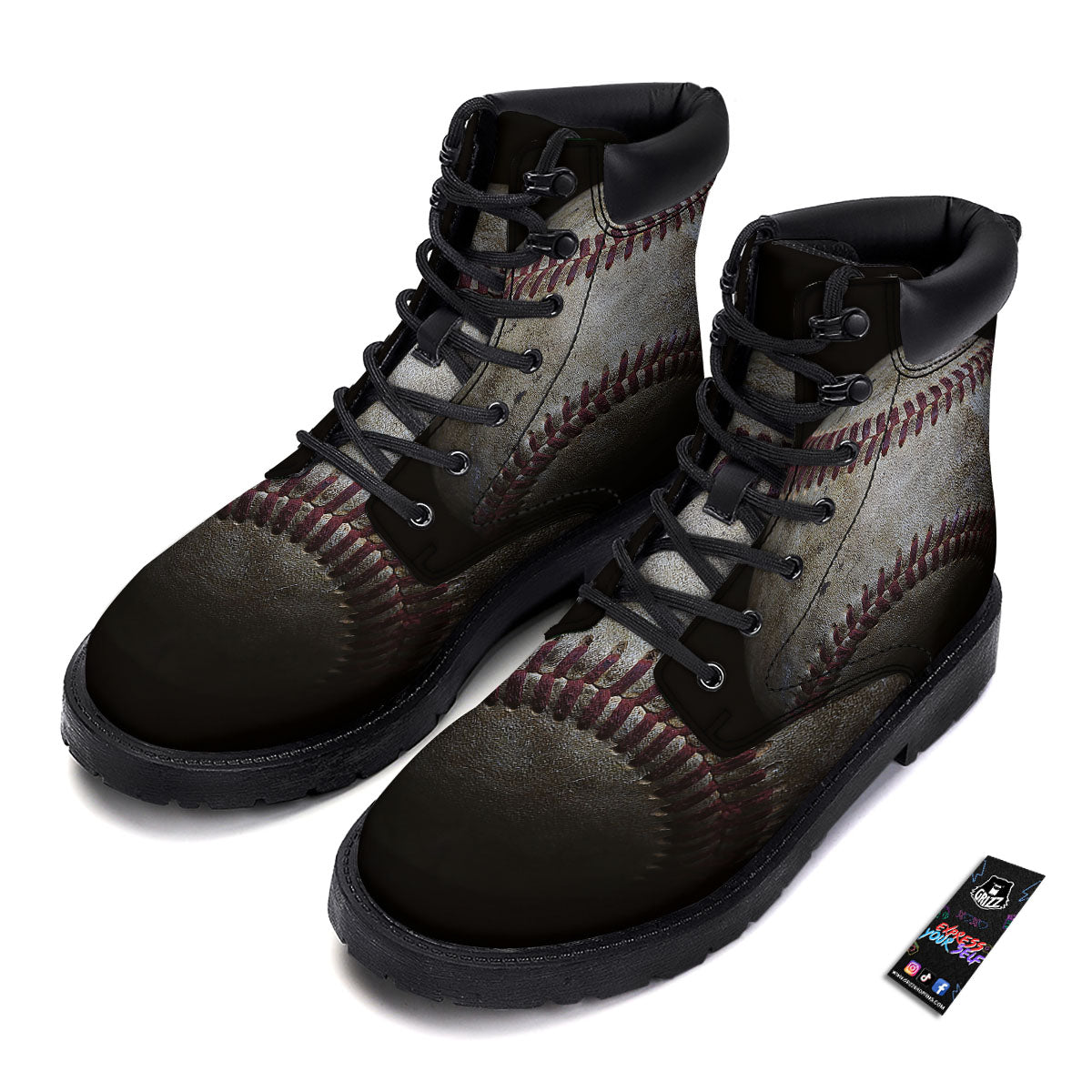 Baseballs Grunge Print Boots-grizzshop