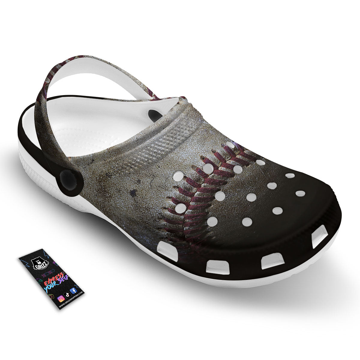 Baseballs Grunge Print Clog-grizzshop