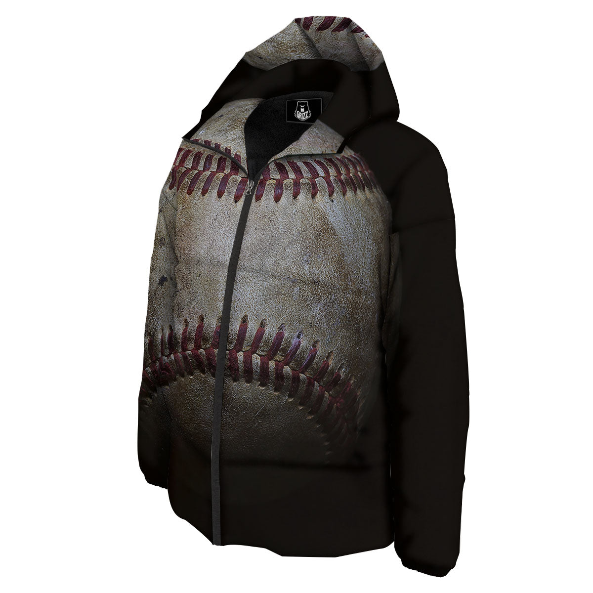 Baseballs Grunge Print Down Jacket-grizzshop