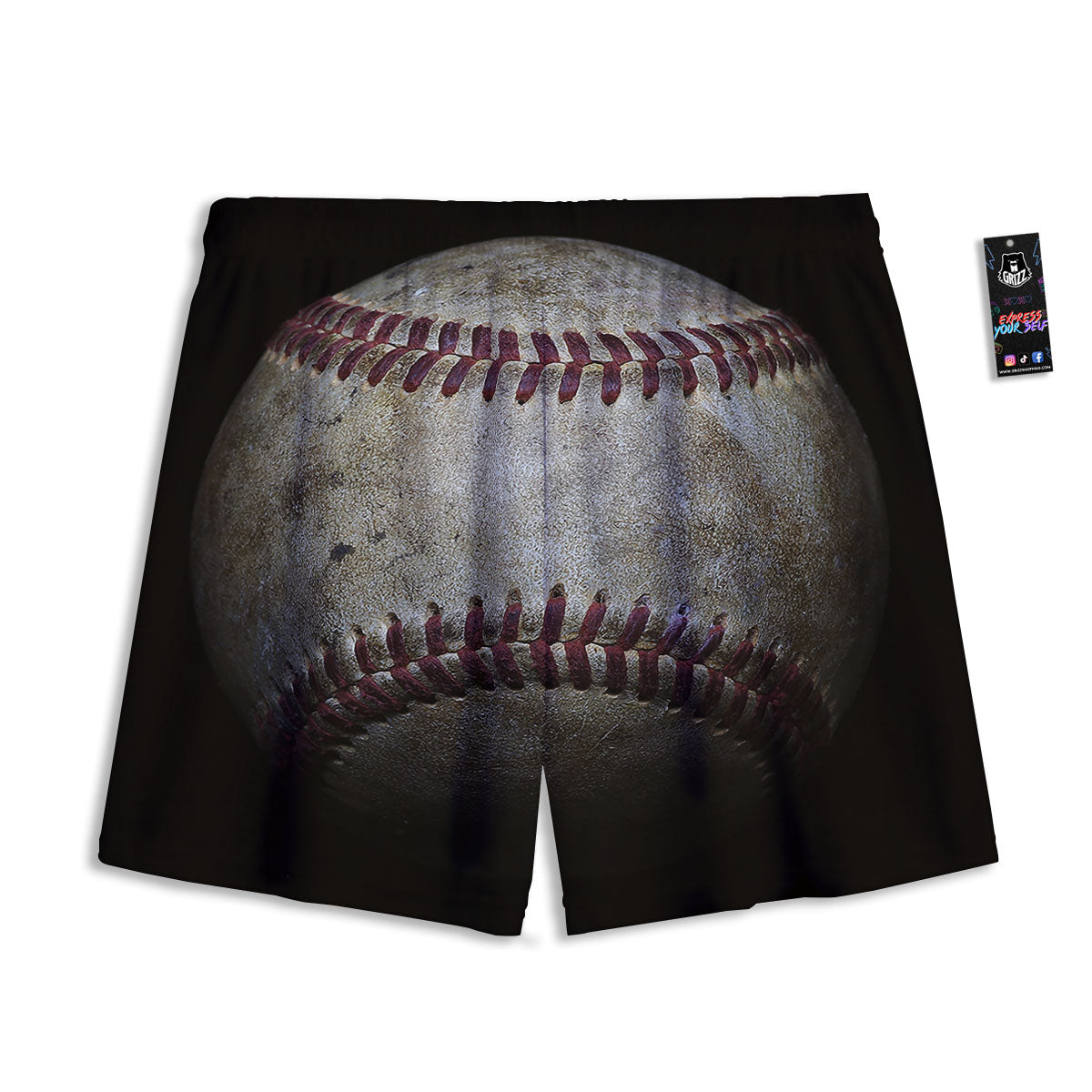 Baseballs Grunge Print Mesh Shorts