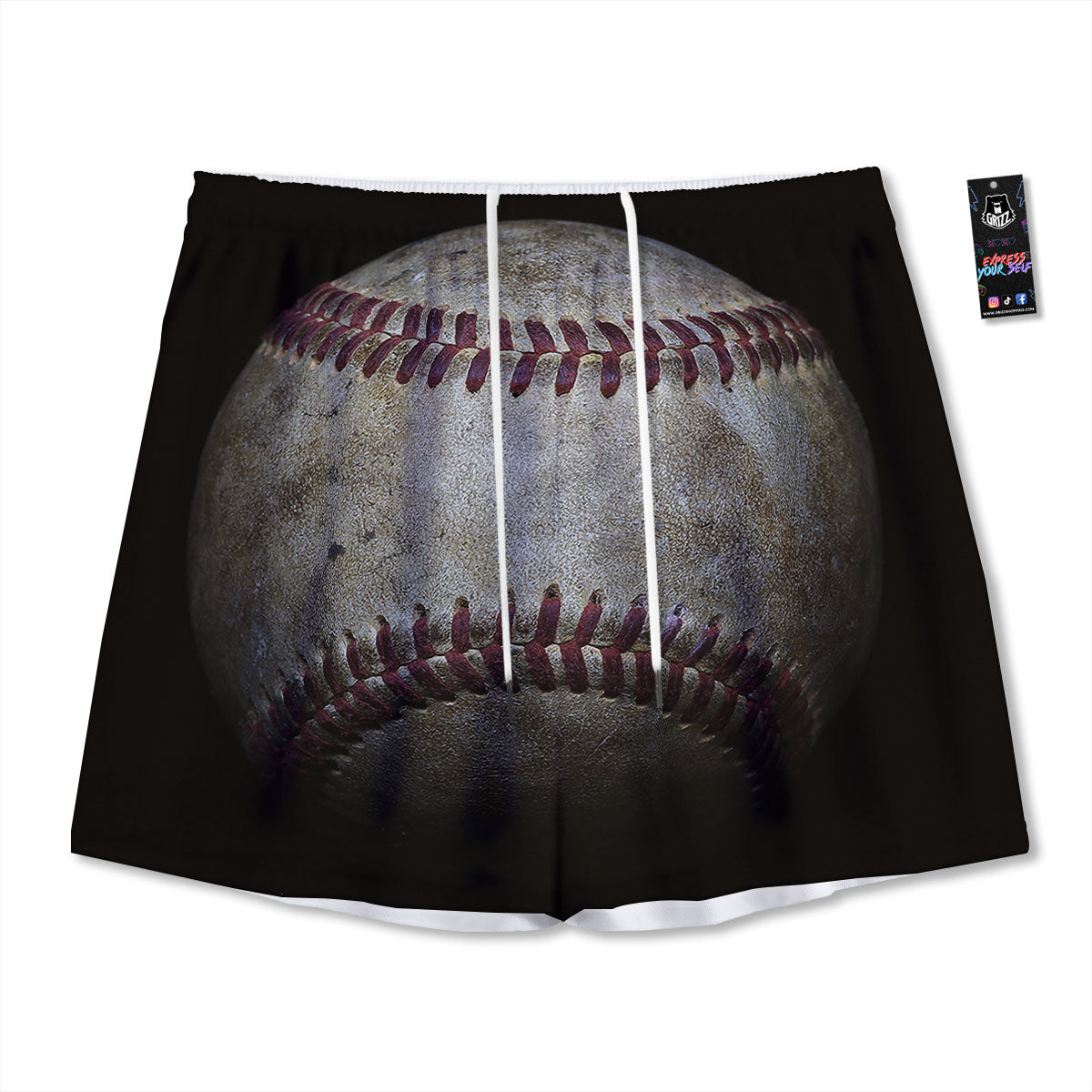 Baseballs Grunge Print Mesh Shorts
