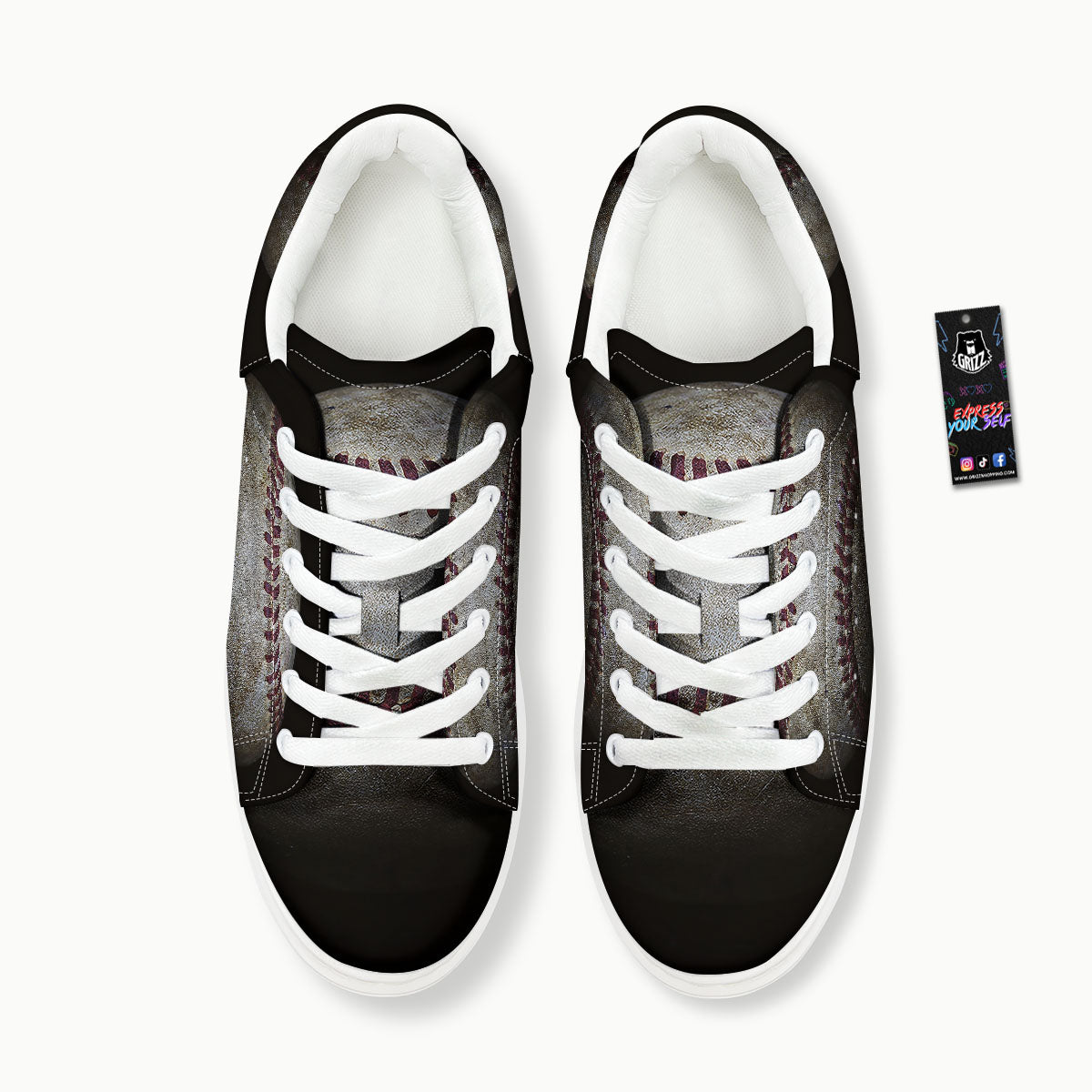 Baseballs Grunge Print Platform Shoes-grizzshop