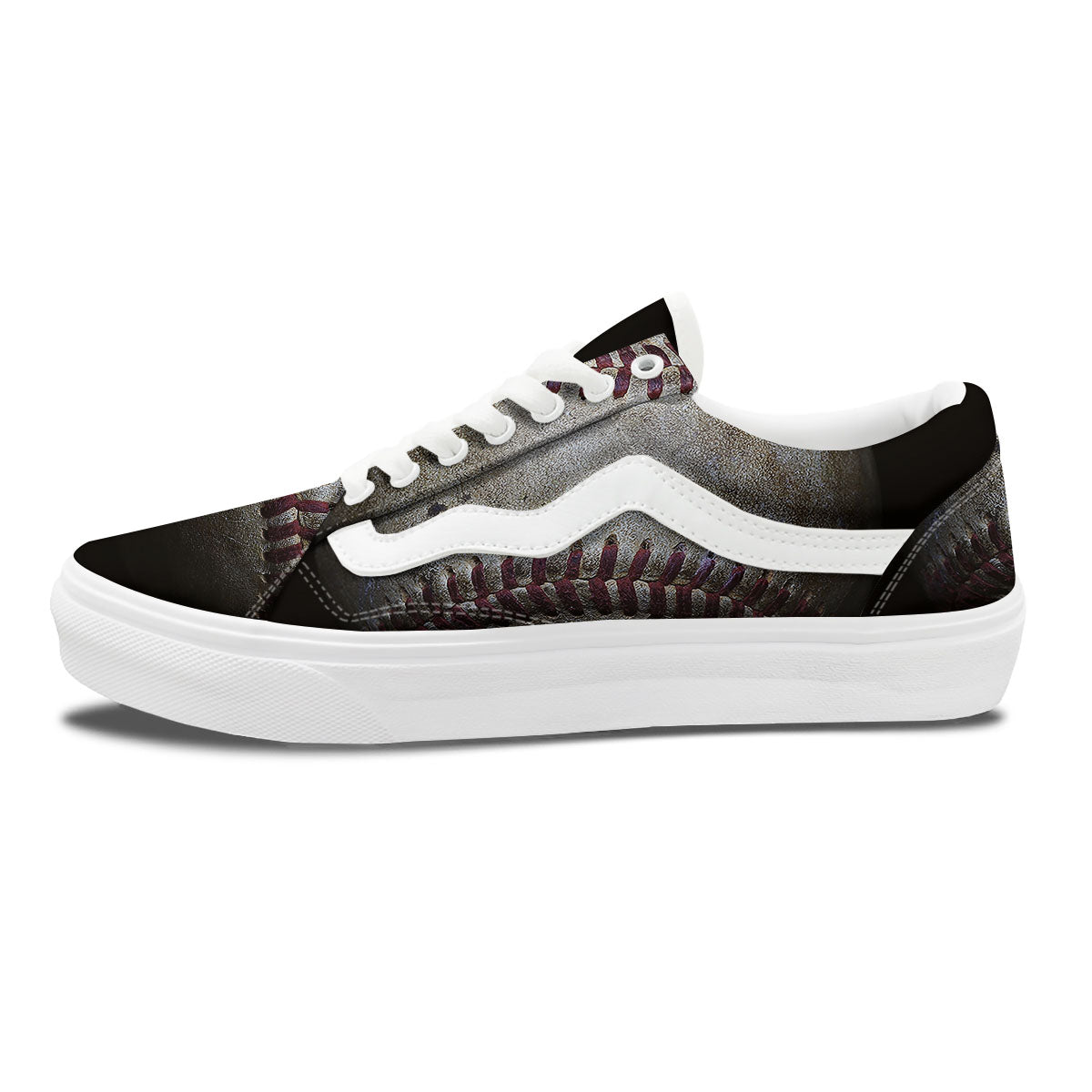 Baseballs Grunge Print Skate Shoes-grizzshop