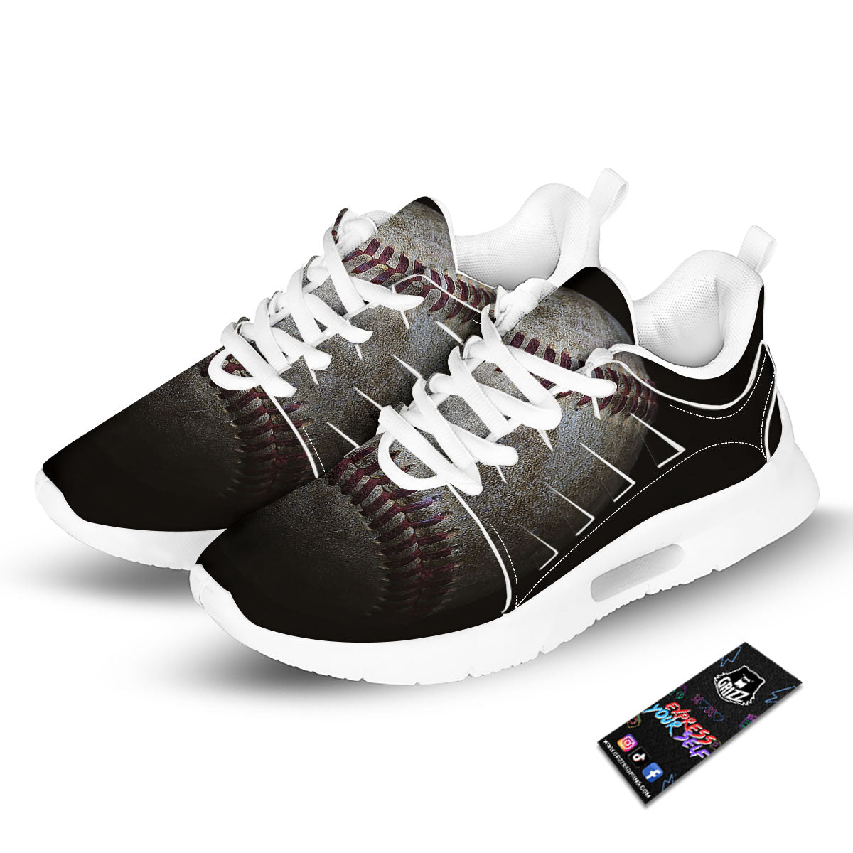 Baseballs Grunge Print Tennis Shoes-grizzshop
