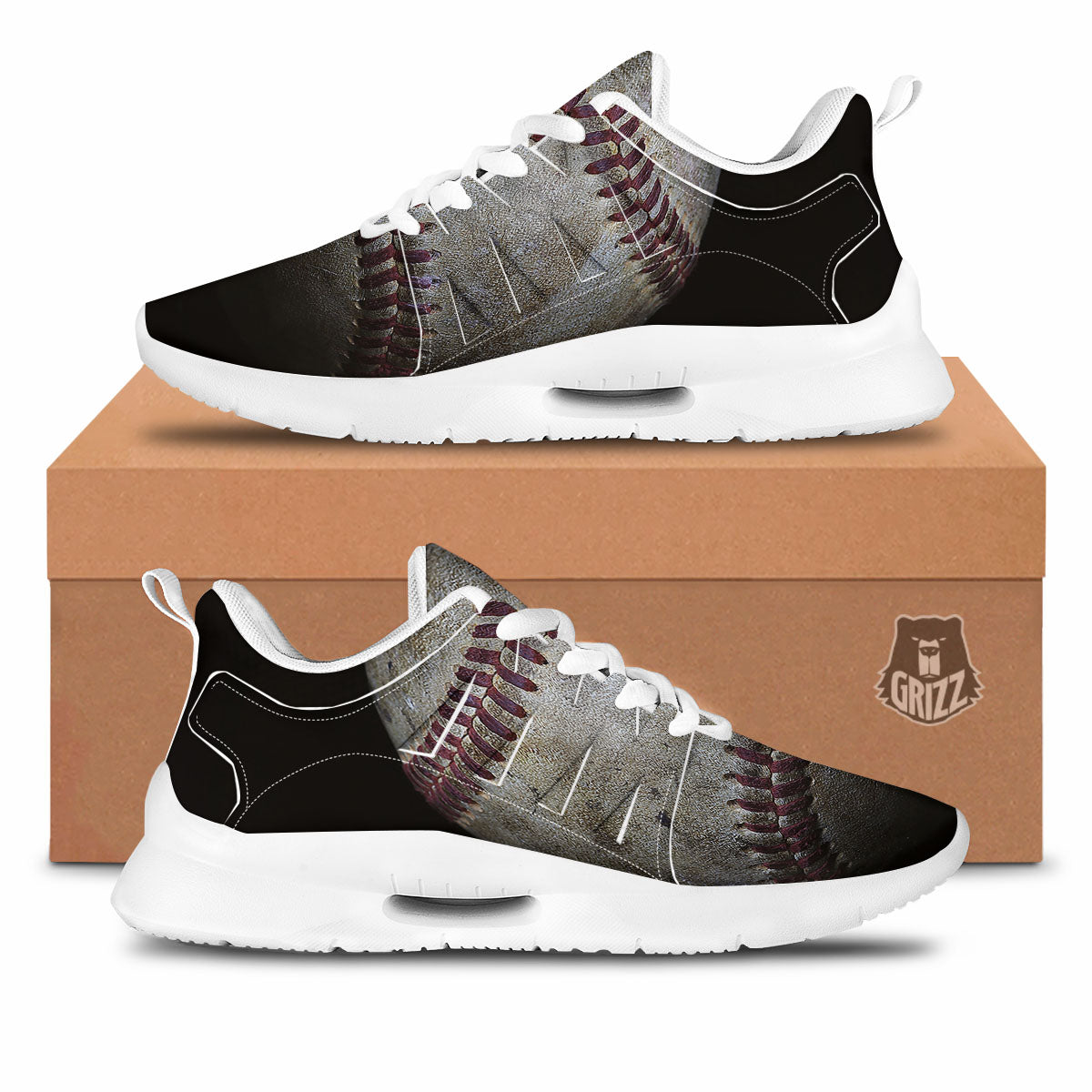 Baseballs Grunge Print Tennis Shoes-grizzshop