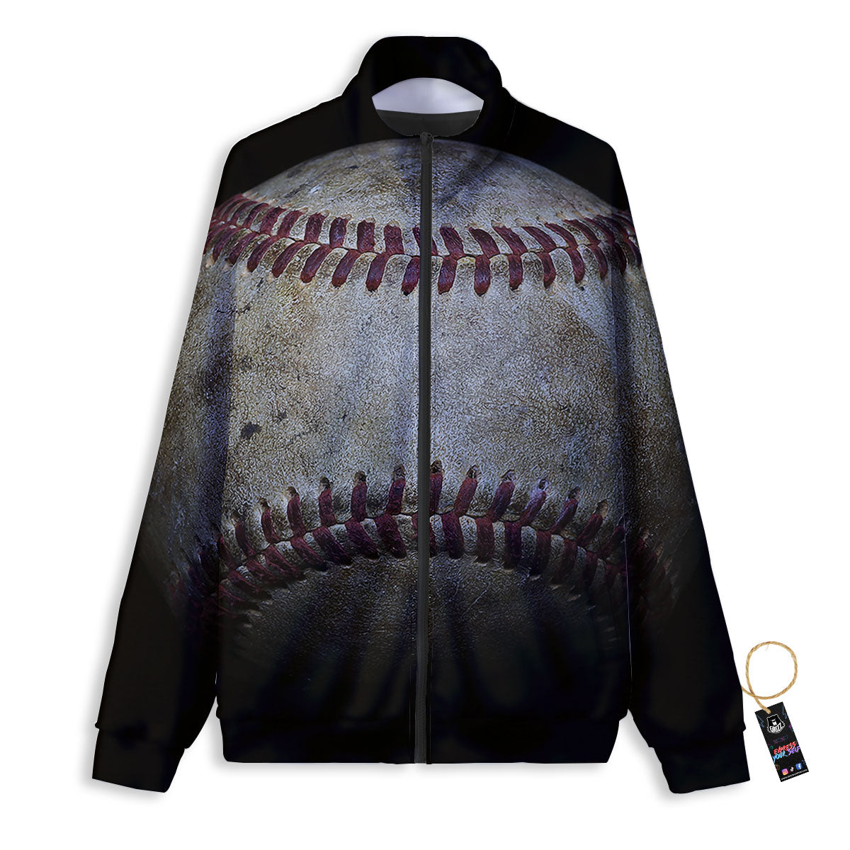 Baseballs Grunge Print Track Jacket-grizzshop