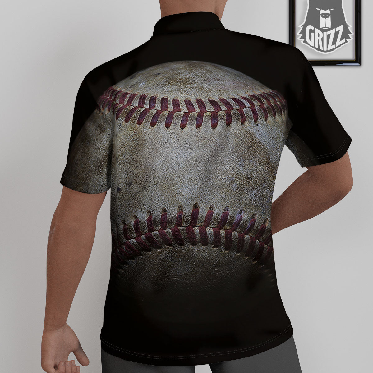 Baseballs Grunge Print Untucked Shirts-grizzshop