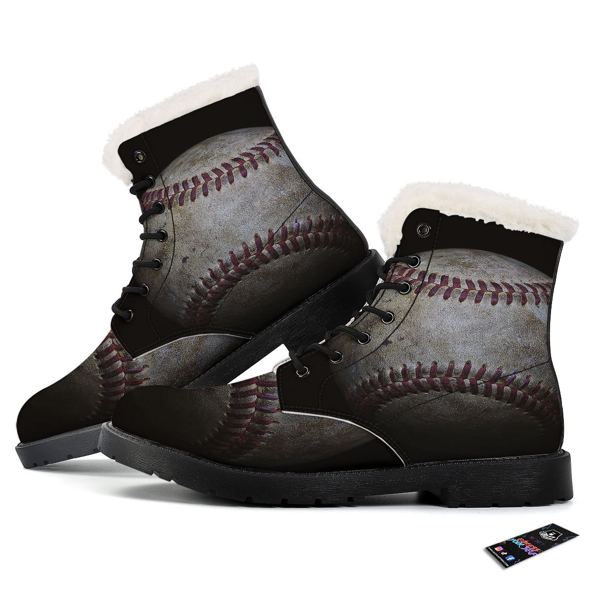 Baseballs Grunge Print Winter Boots-grizzshop