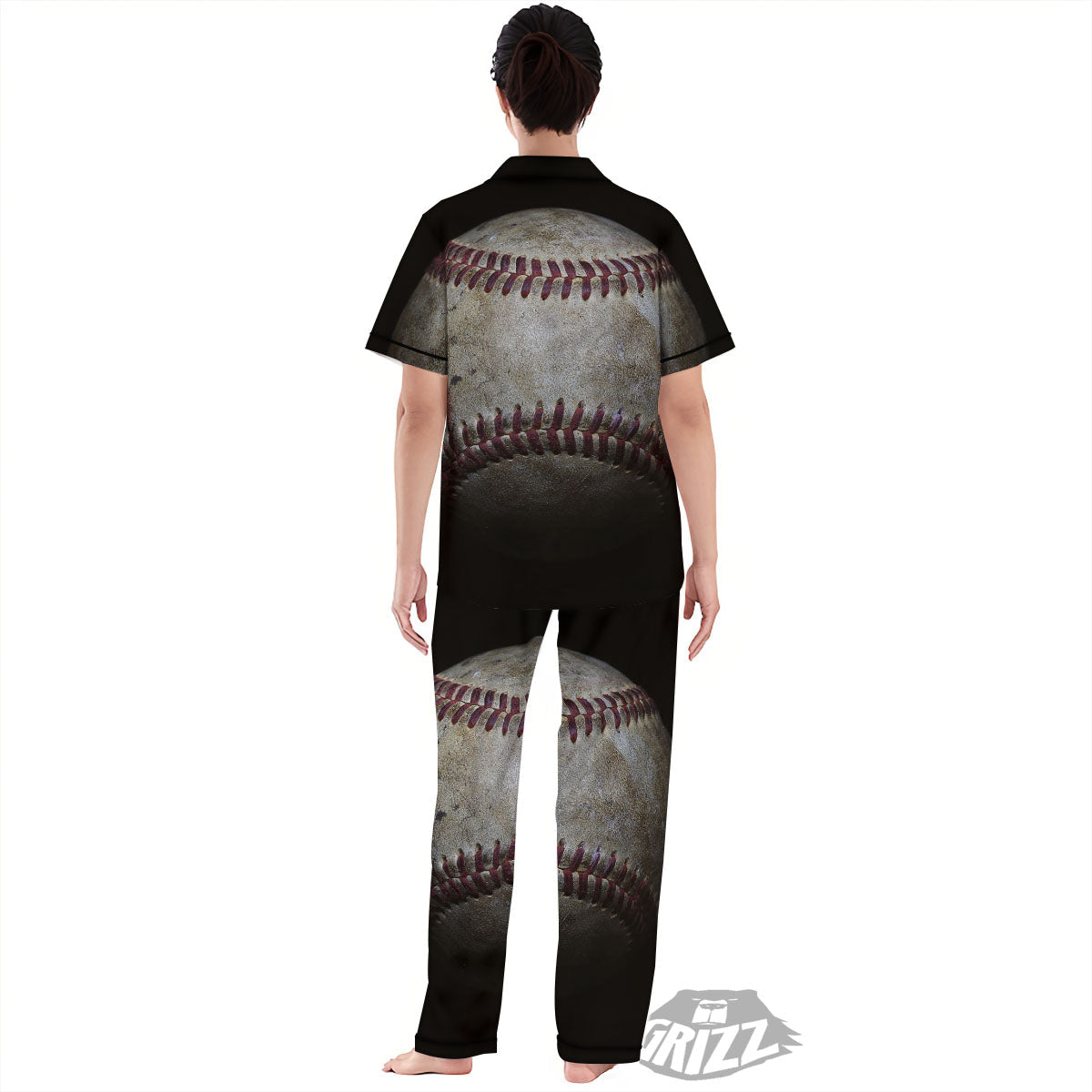 Baseballs Grunge Print Women's Pajamas Set-grizzshop