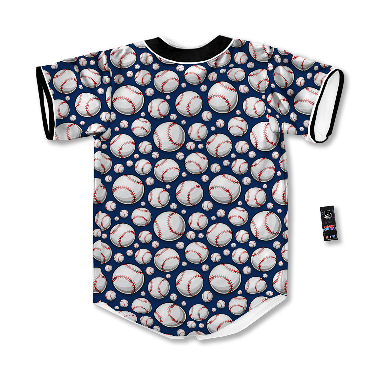 Baseballs Print Pattern Baseball Jersey-grizzshop