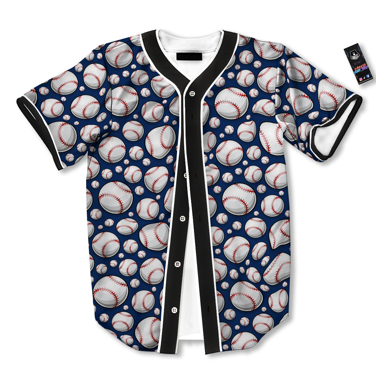 Baseballs Print Pattern Baseball Jersey-grizzshop