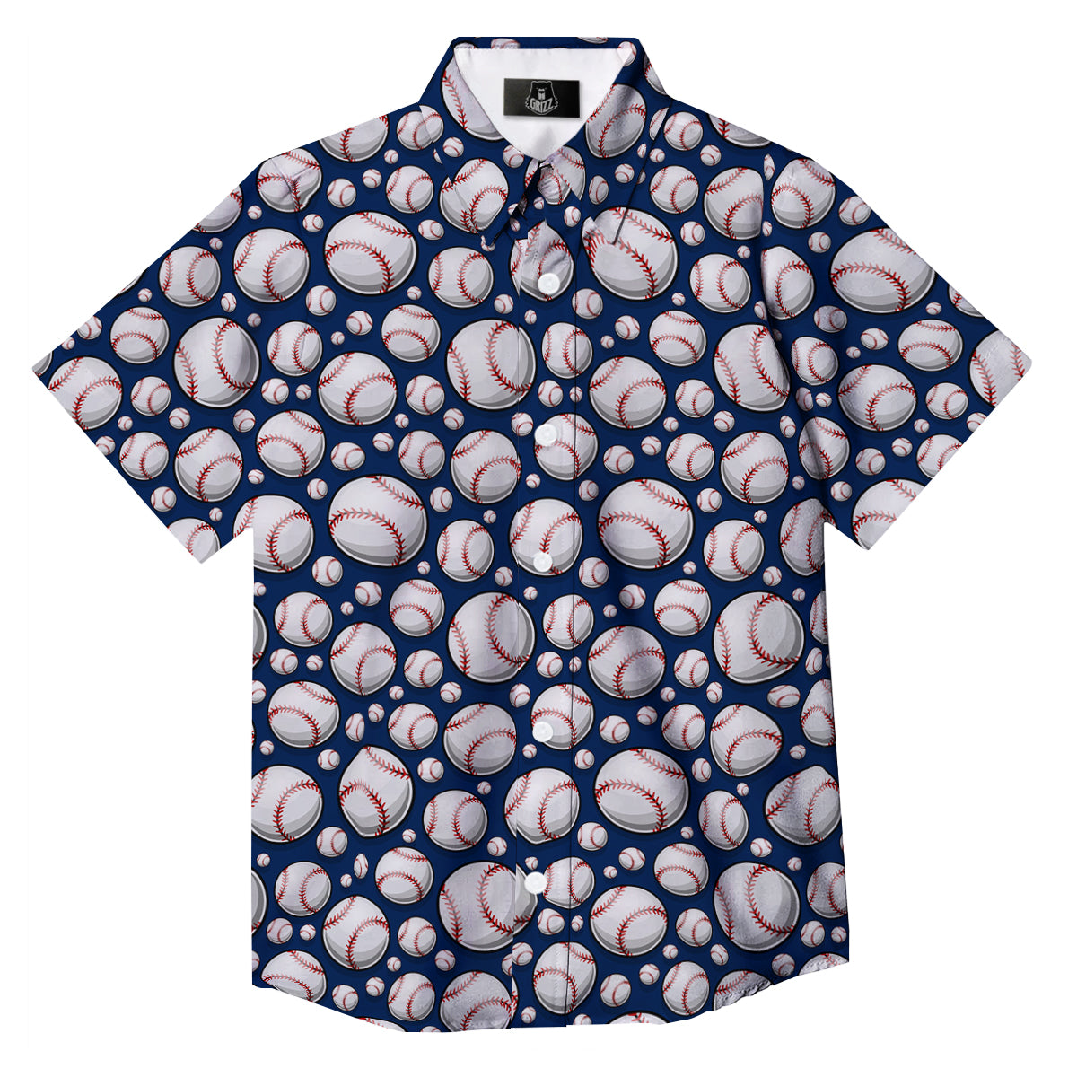 Baseballs Print Pattern Button Up Shirt-grizzshop