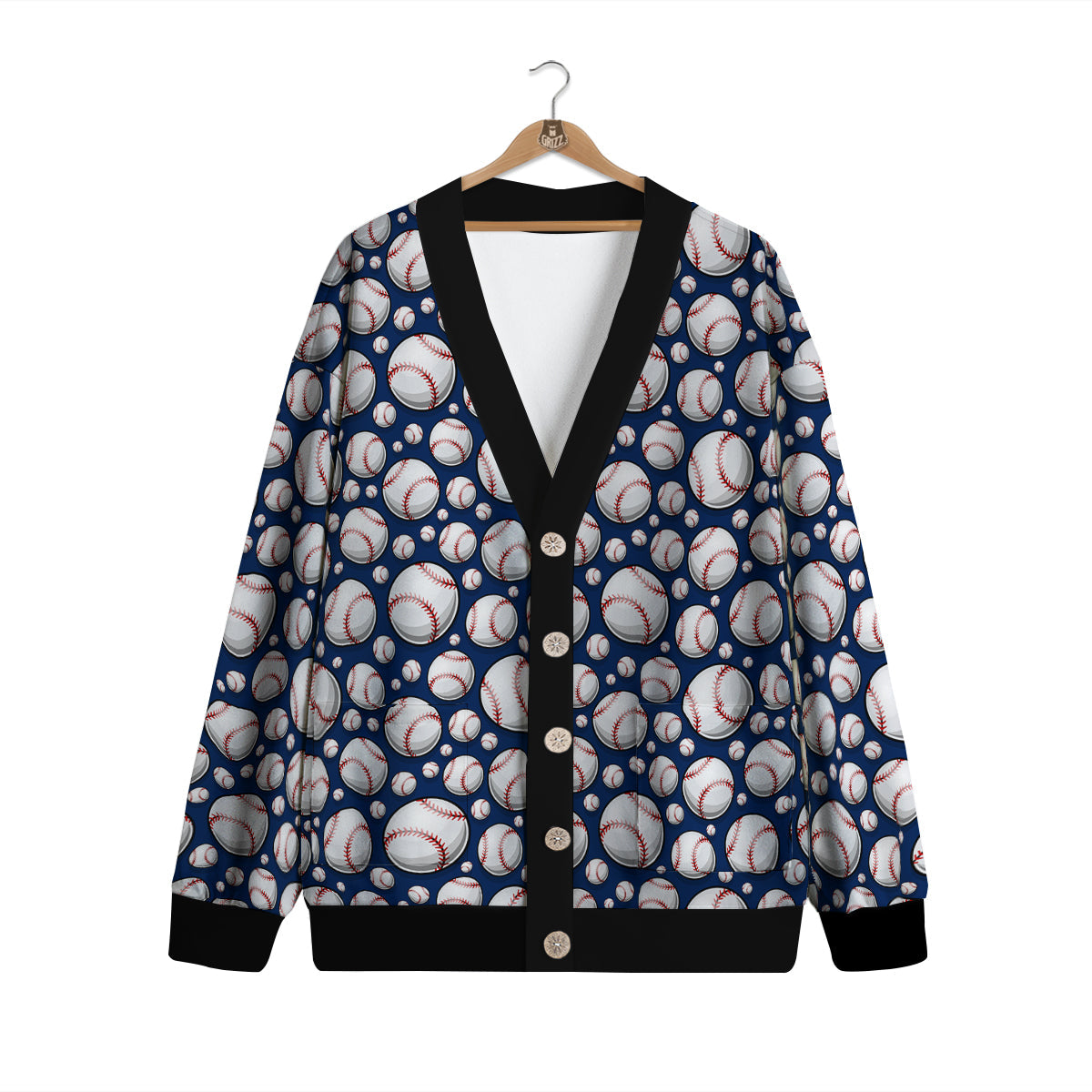 Baseballs Print Pattern Cardigan-grizzshop