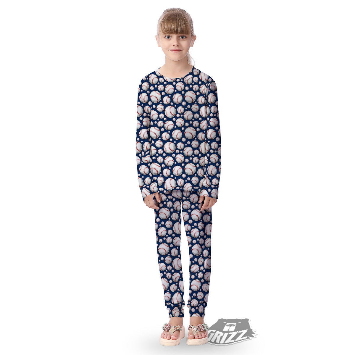 Baseballs Print Pattern Kid's Pajamas-grizzshop