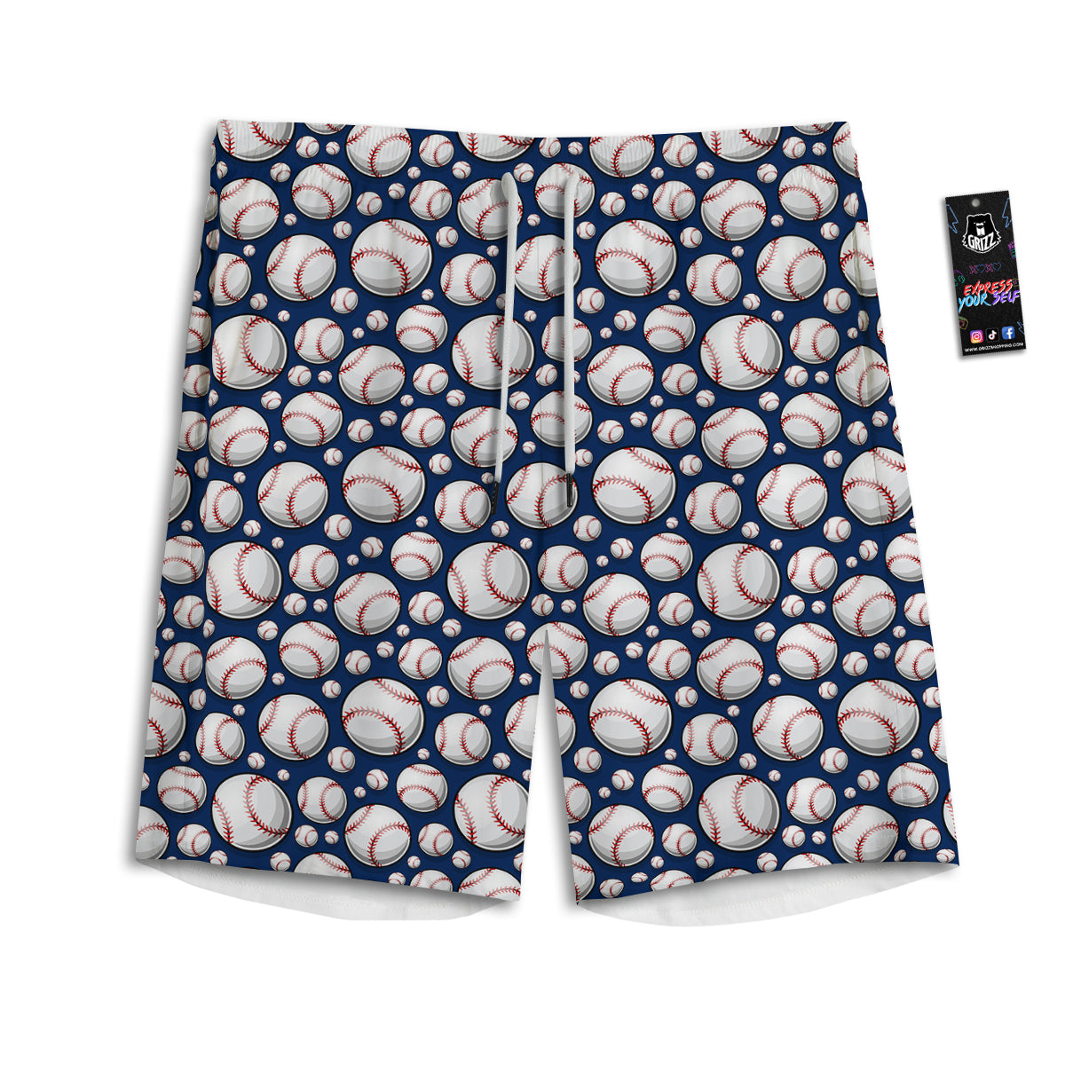 Baseballs Print Pattern Men's Athletic Shorts