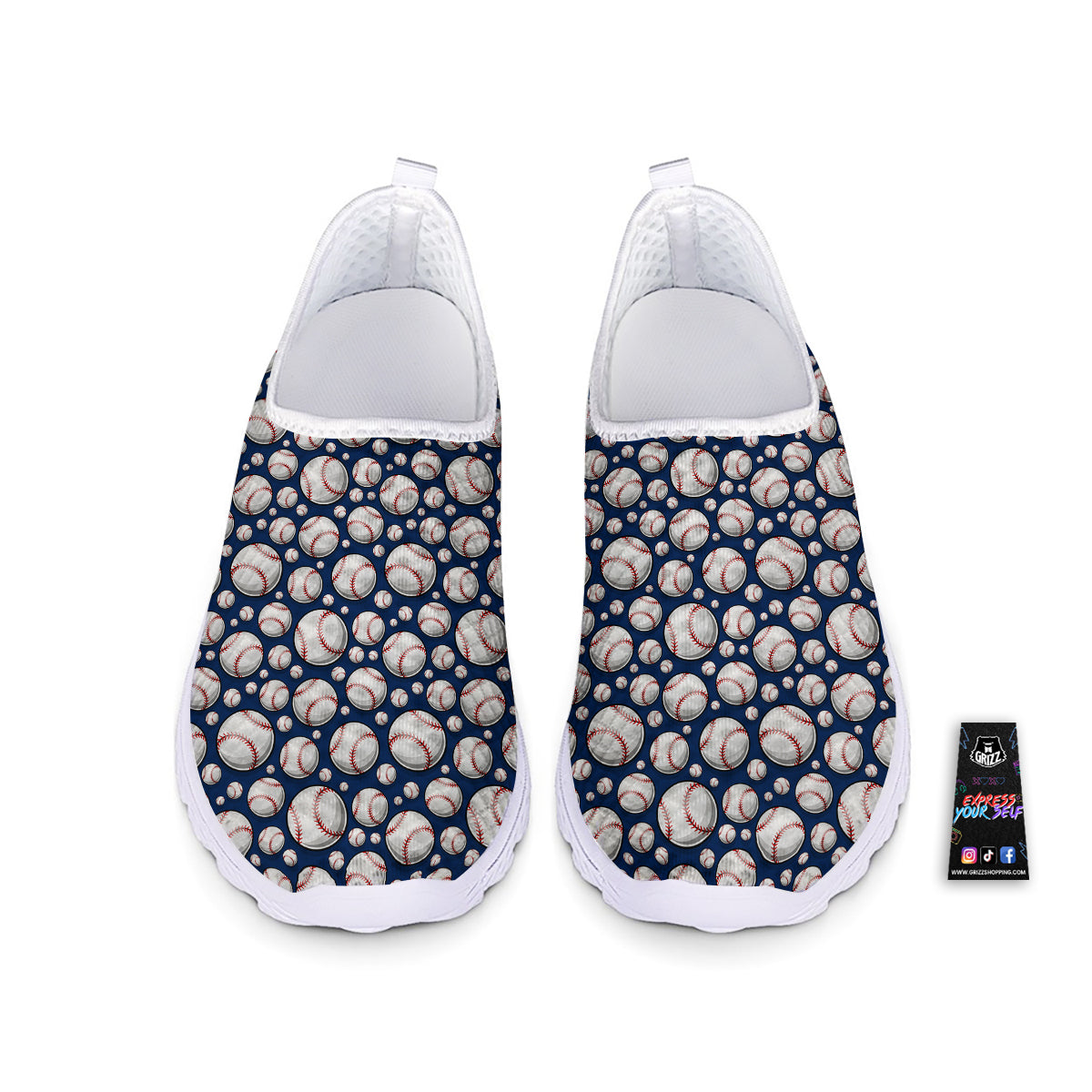 Baseballs Print Pattern Nurse Shoes-grizzshop