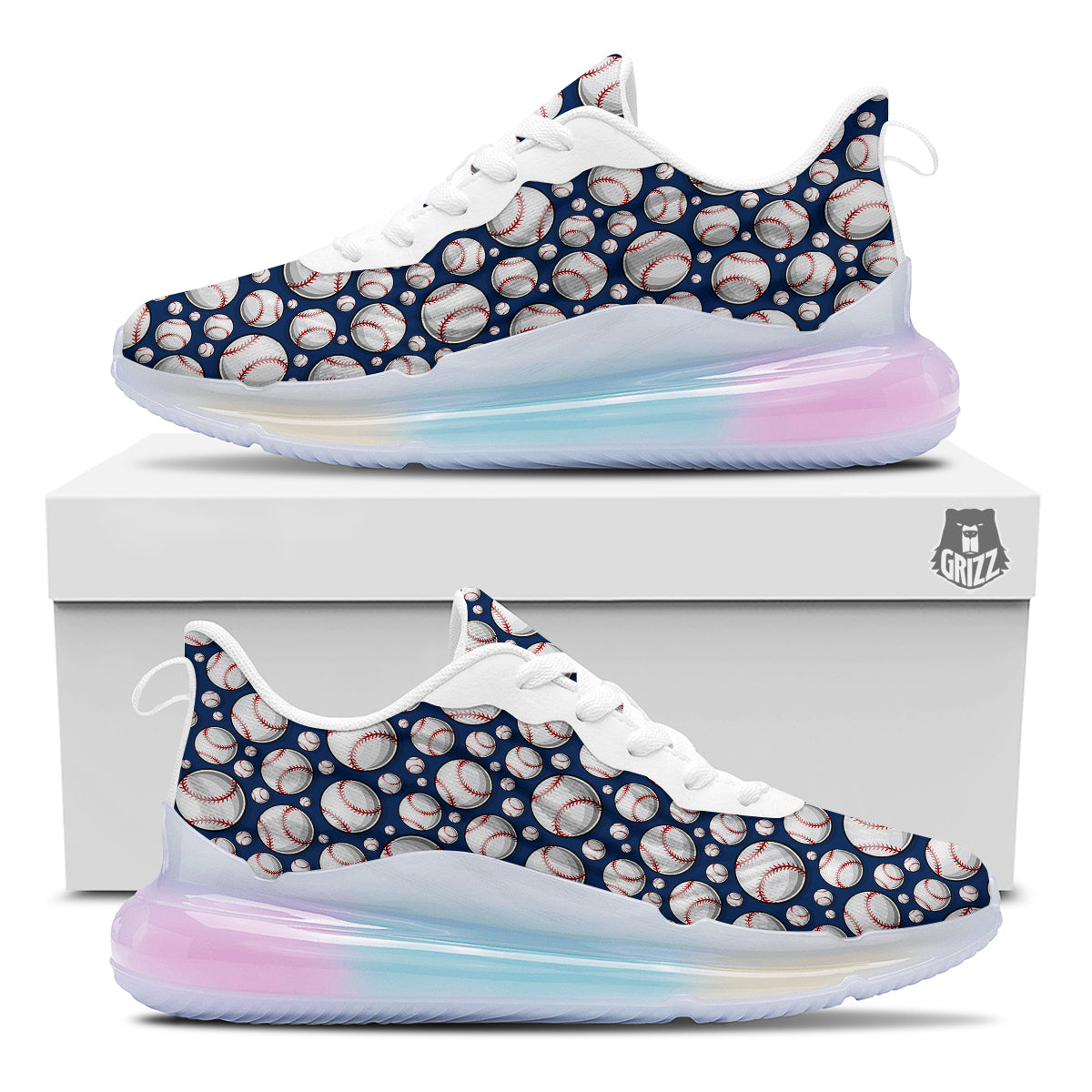 Baseballs Print Pattern Running Sneakers-grizzshop
