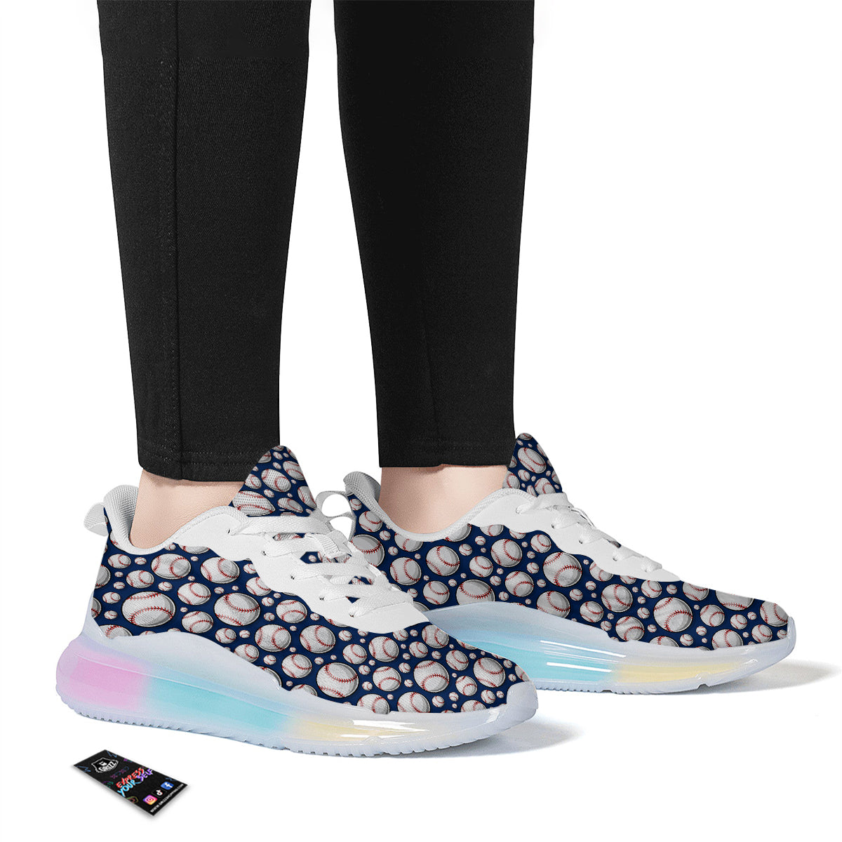 Baseballs Print Pattern Running Sneakers-grizzshop