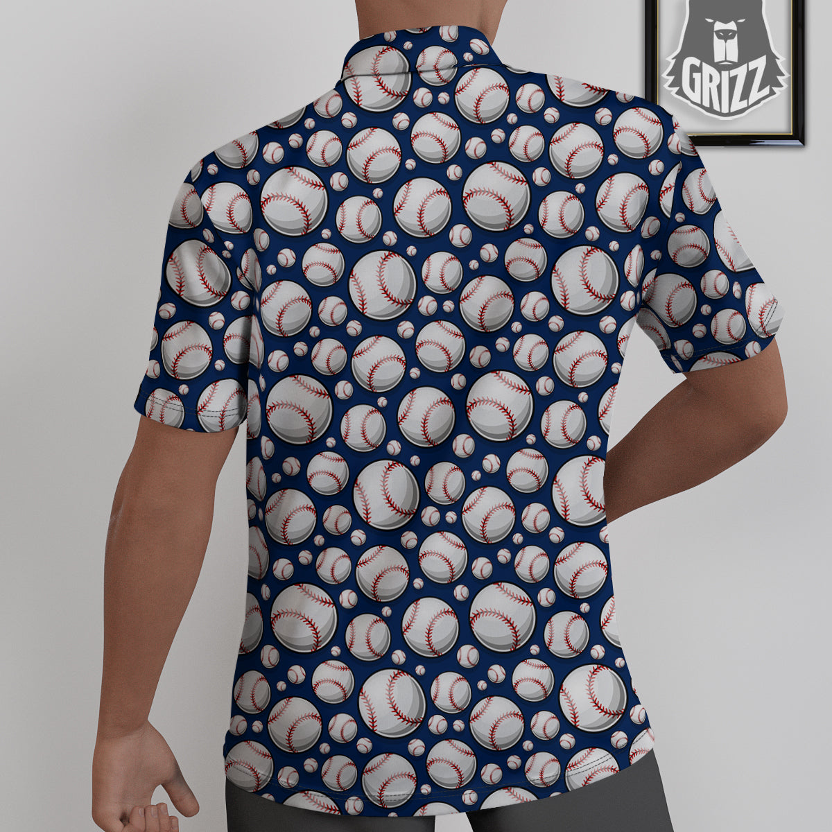 Baseballs Print Pattern Untucked Shirts-grizzshop