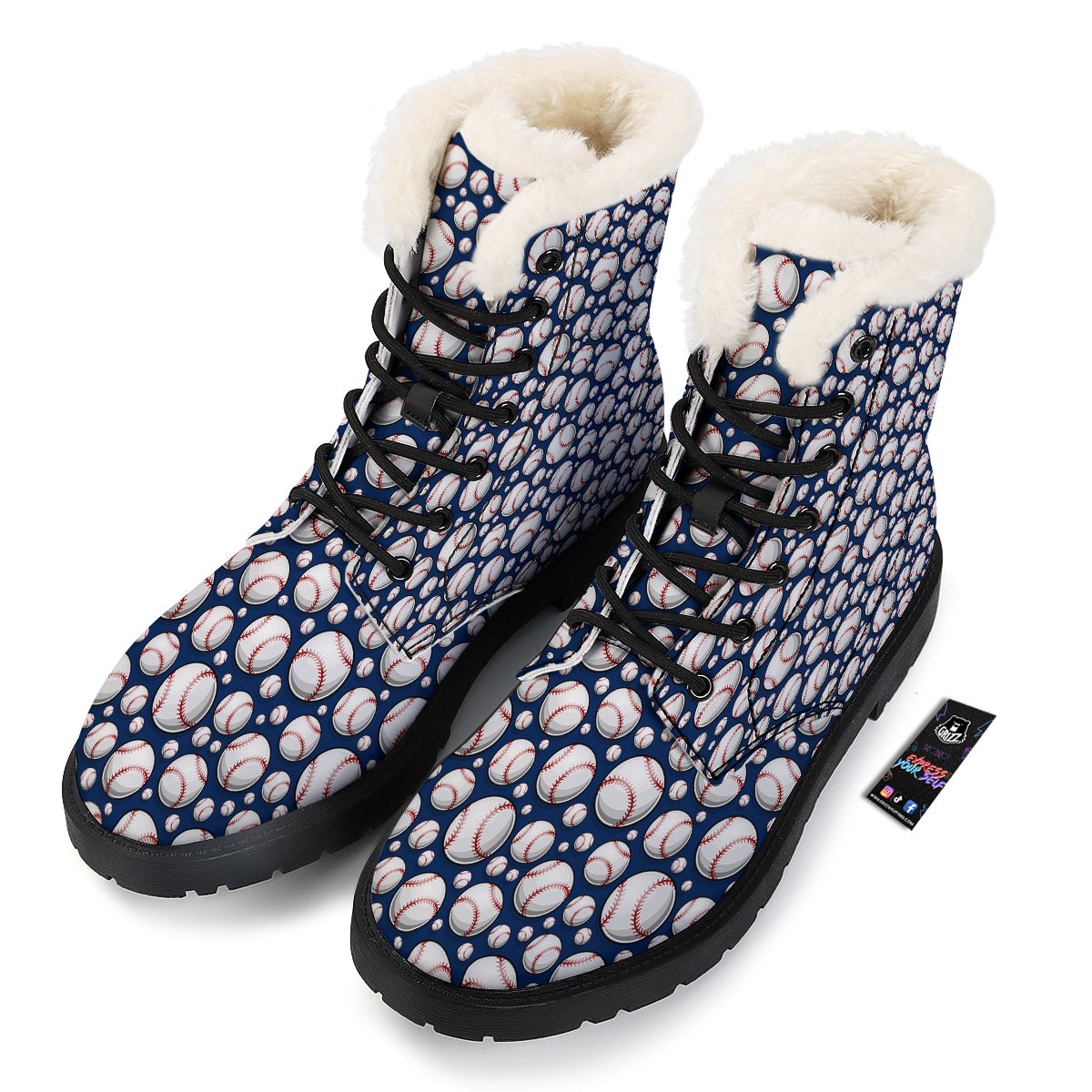 Baseballs Print Pattern Winter Boots-grizzshop