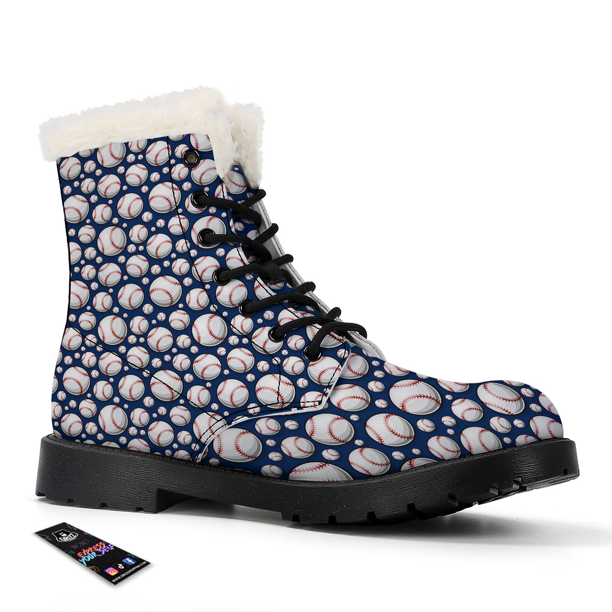 Baseballs Print Pattern Winter Boots-grizzshop
