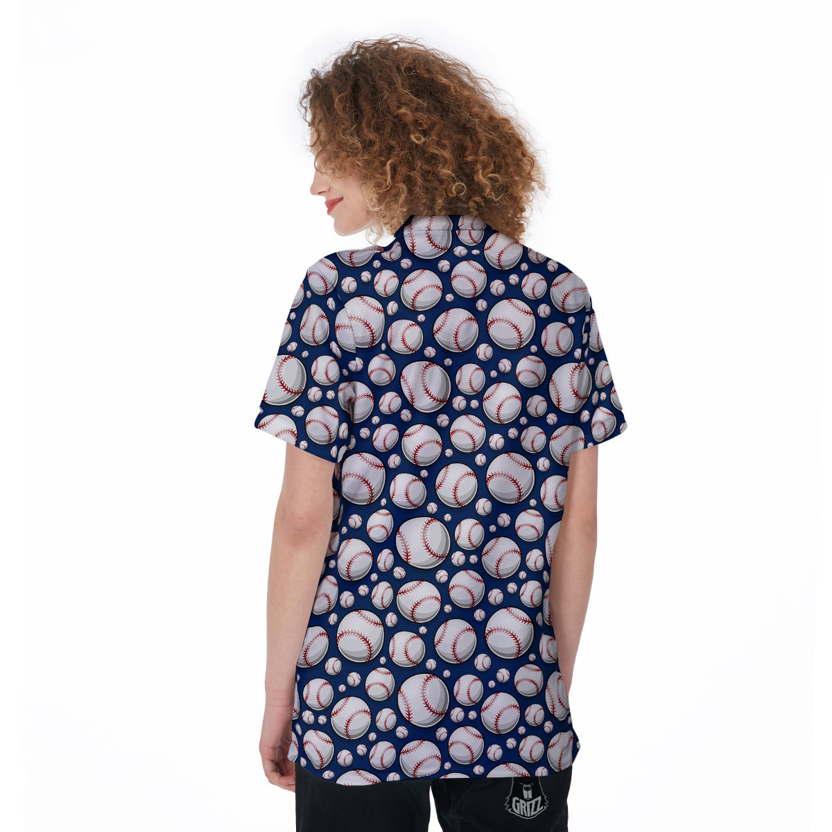 Baseballs Print Pattern Women's Golf Shirts-grizzshop