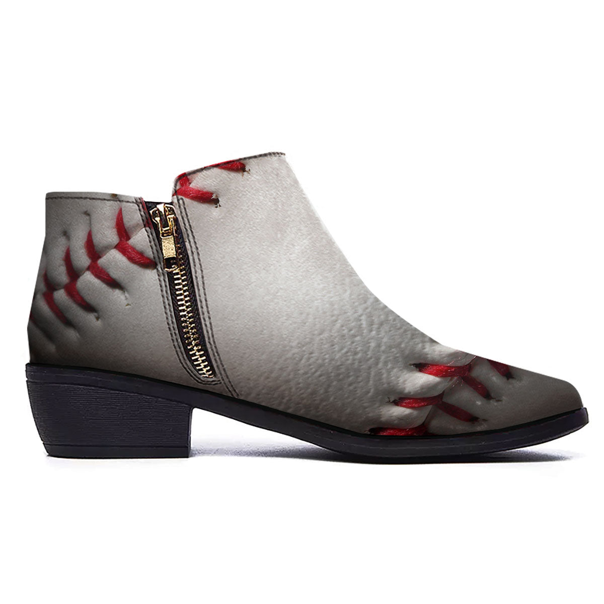 Baseballs Texture Print Ankle Boots-grizzshop