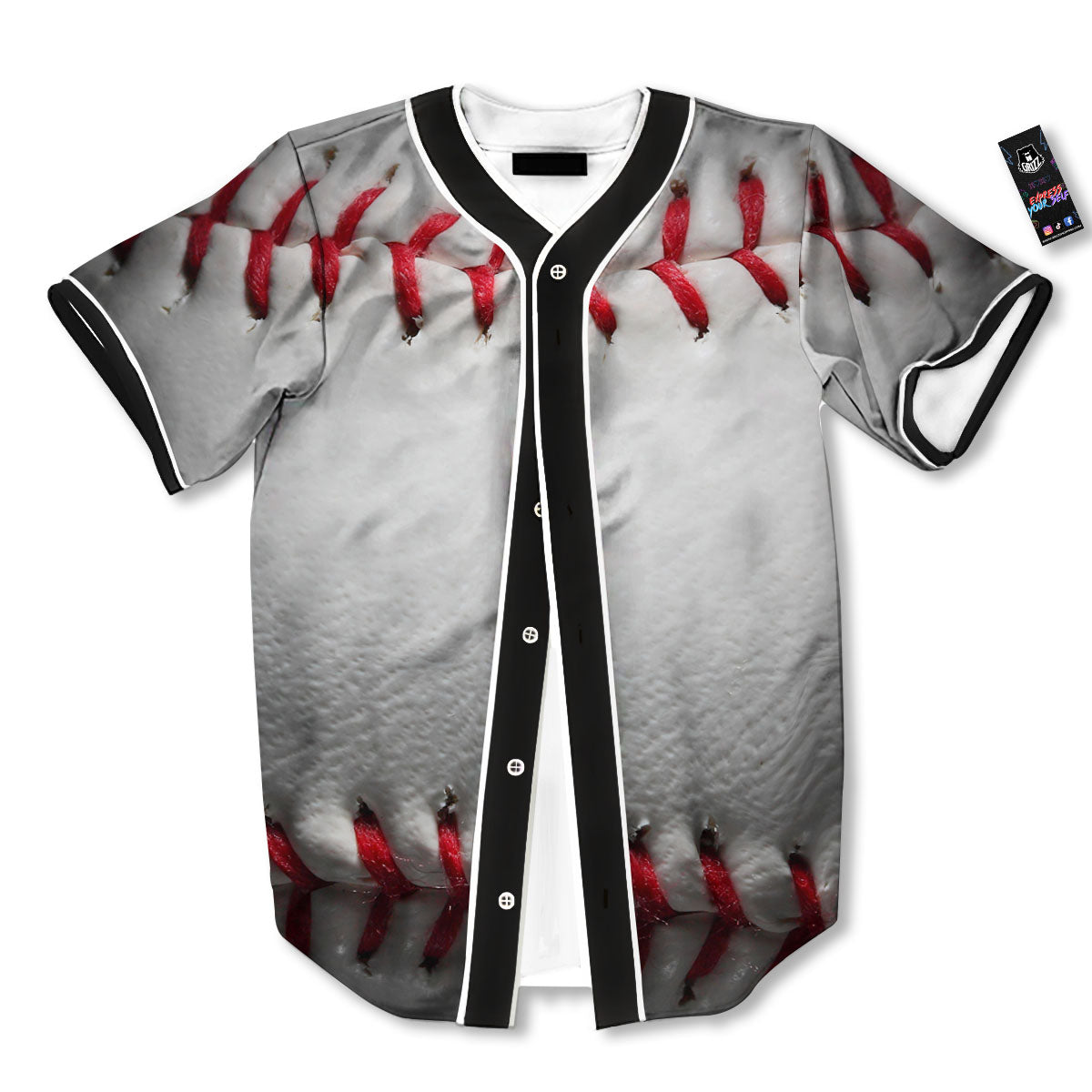 Baseballs Texture Print Baseball Jersey-grizzshop