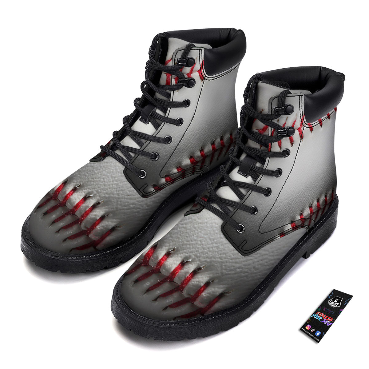 Baseballs Texture Print Boots-grizzshop