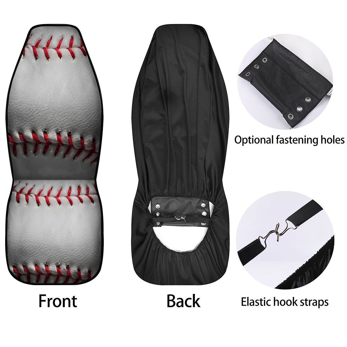 Baseballs Texture Print Car Seat Covers-grizzshop