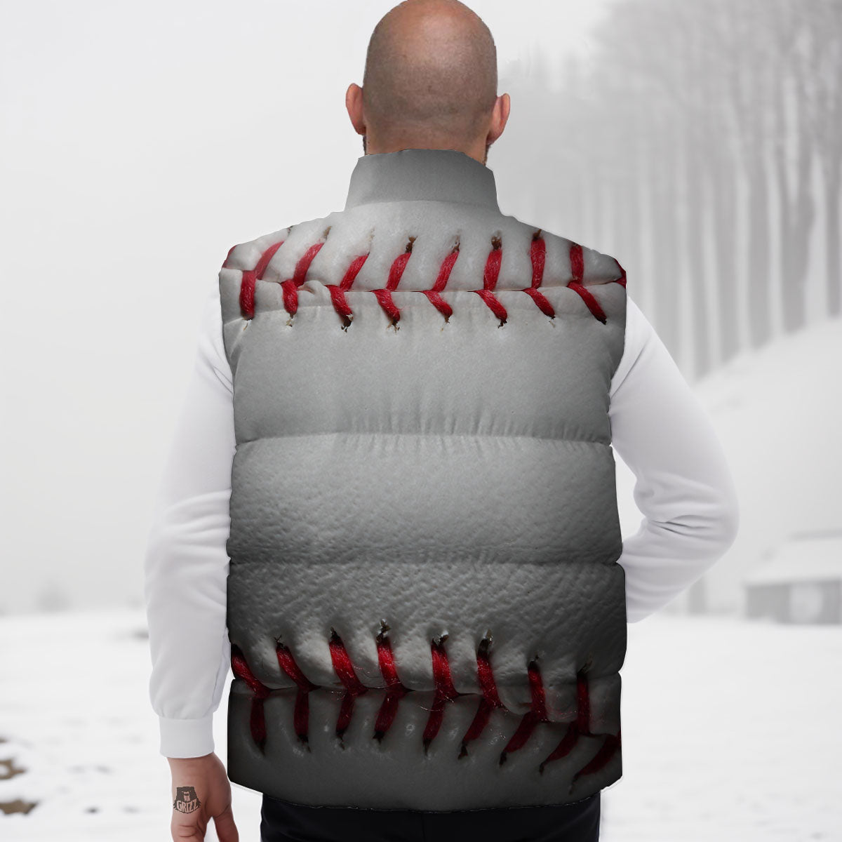 Baseballs Texture Print Down Vest